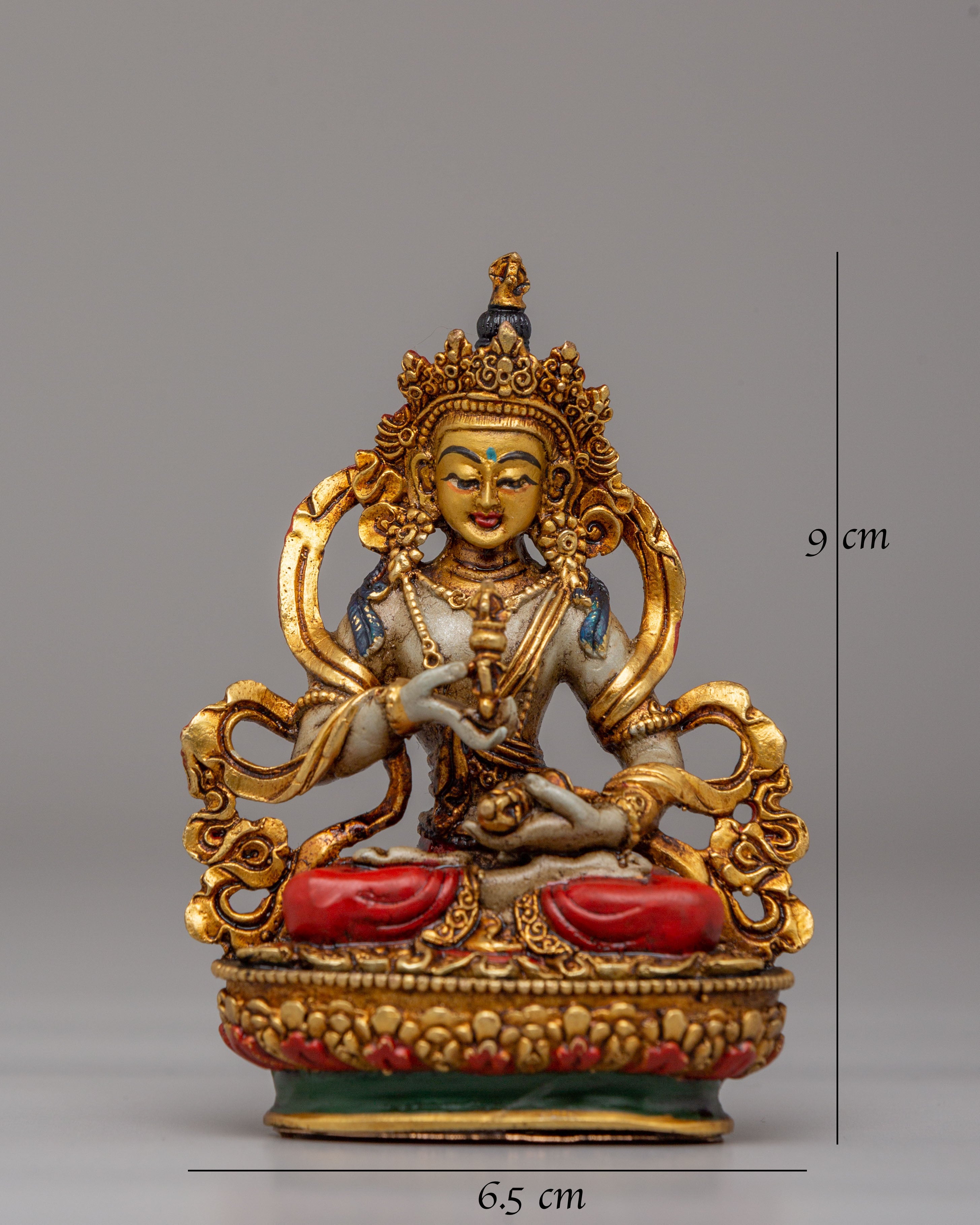 Ceremonial Vajrasattva Shrine Statue | 24K Gold Plated Tibetan Buddha