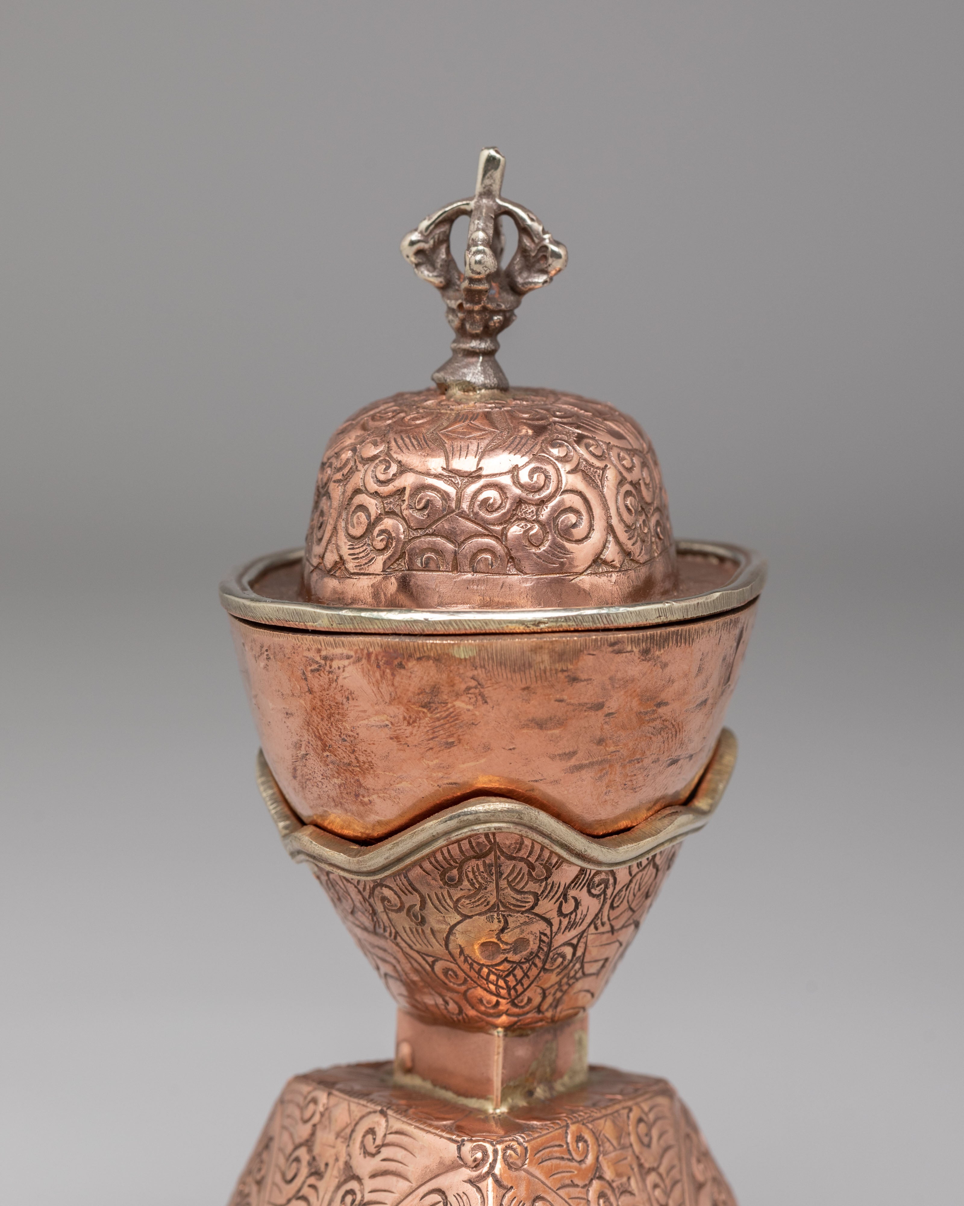 Handcrafted Kapala Ritual Tool | Tibetan Copper Skull Bowl