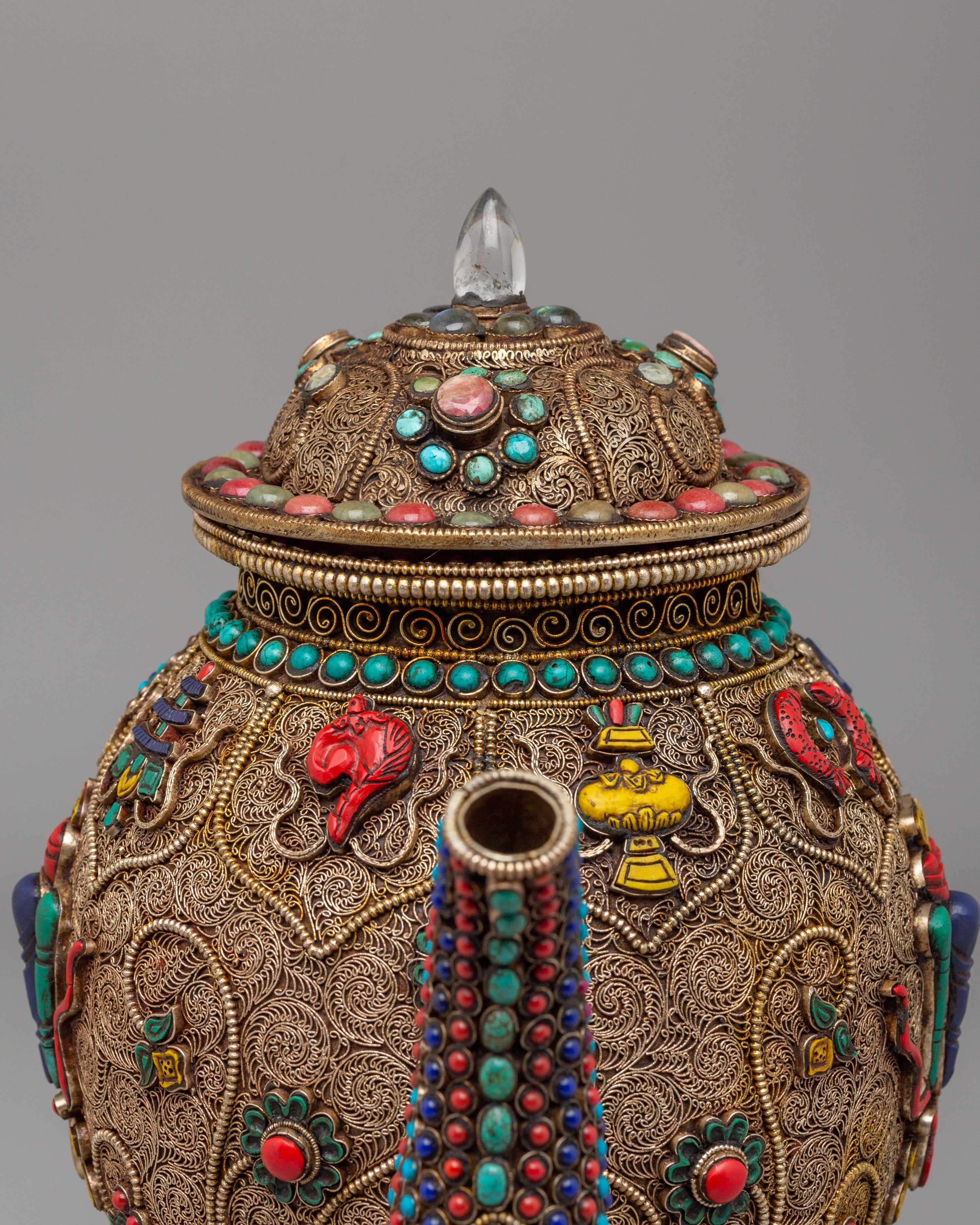 Buddhist Ceremony Tea Pot | Sacred Himalayan Religious Artwork