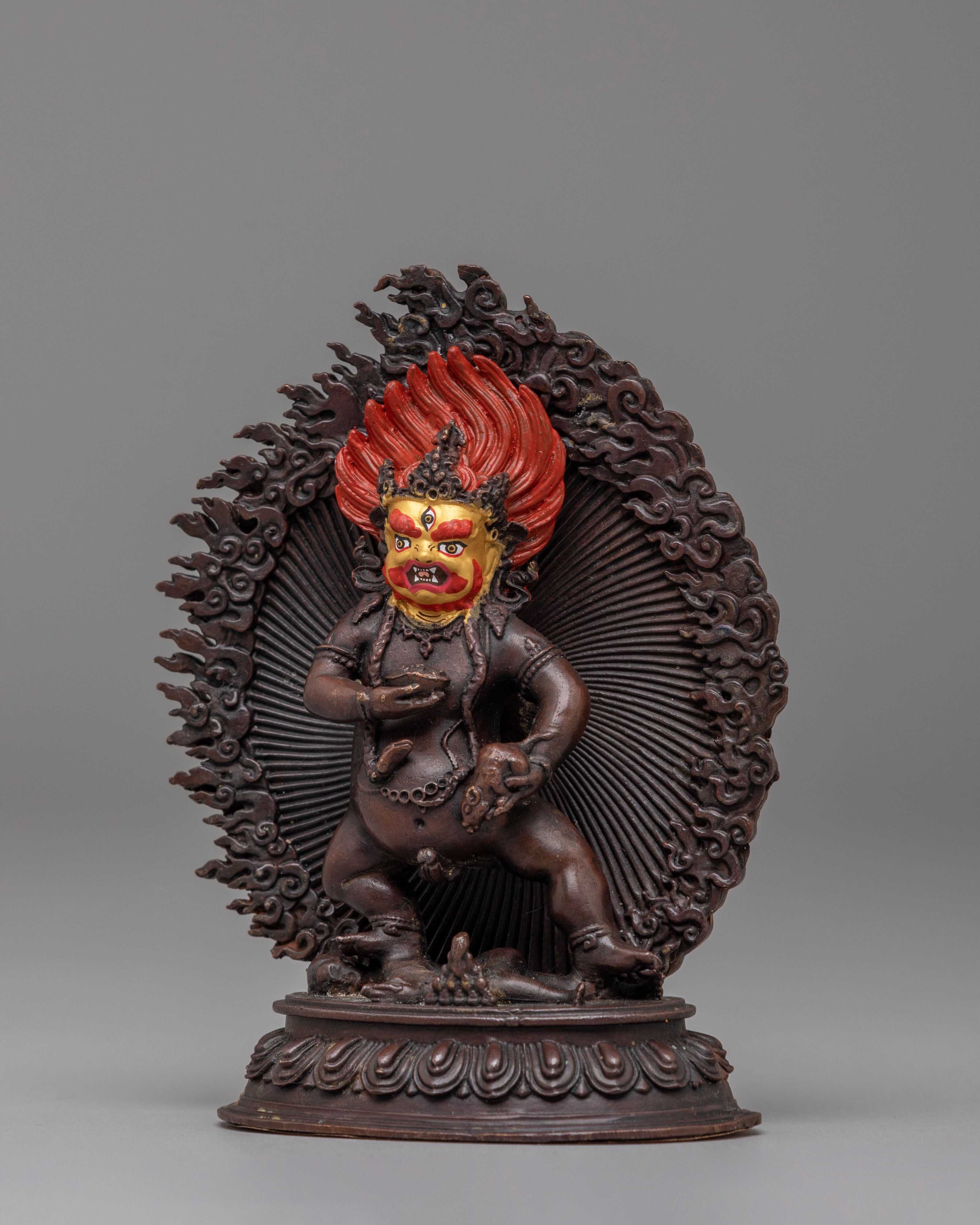 Tibetan Black Dzambhala Sculpture | Symbol of Abundance, Protection, and Enlightened