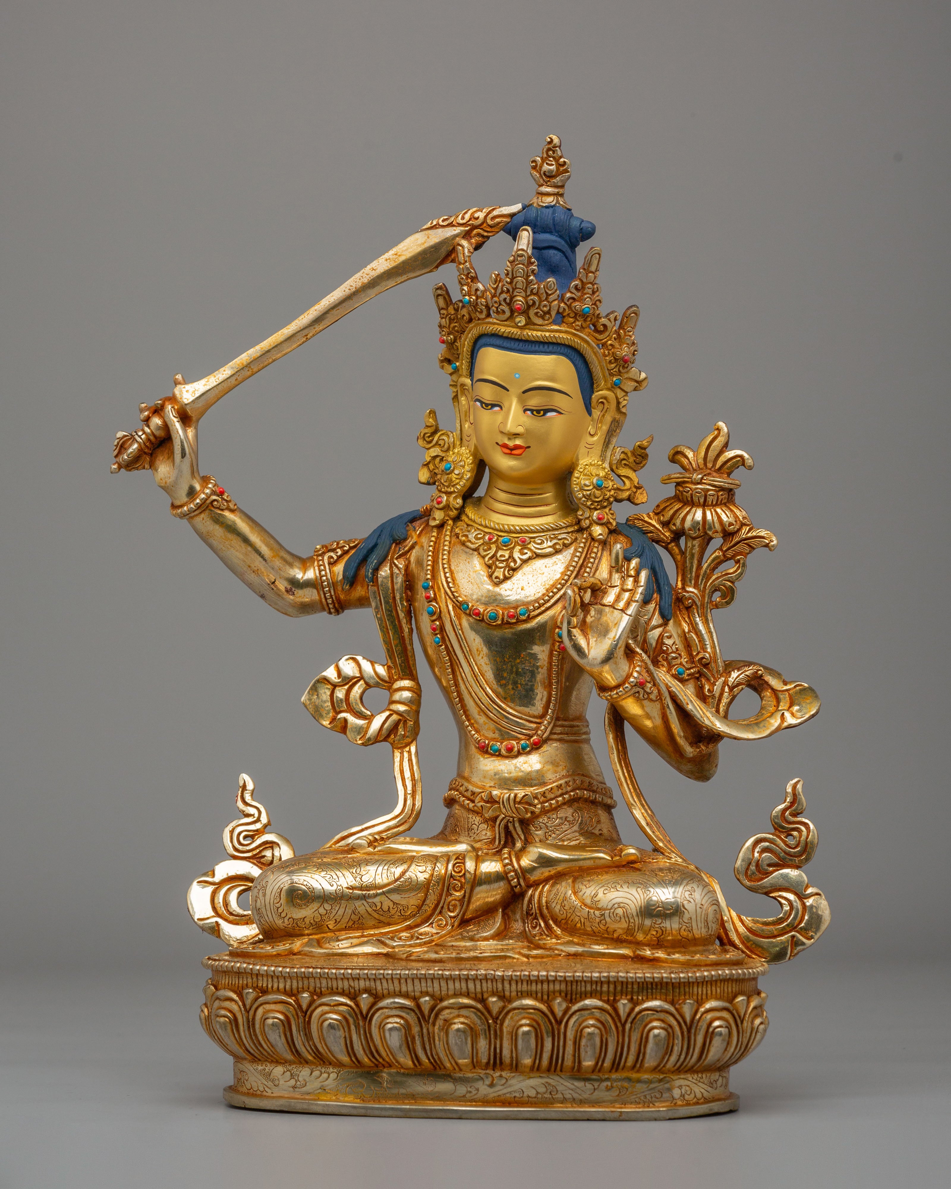 Manjushri Statue with Wisdom Sword | Tibetan Bodhisattva of Wisdom