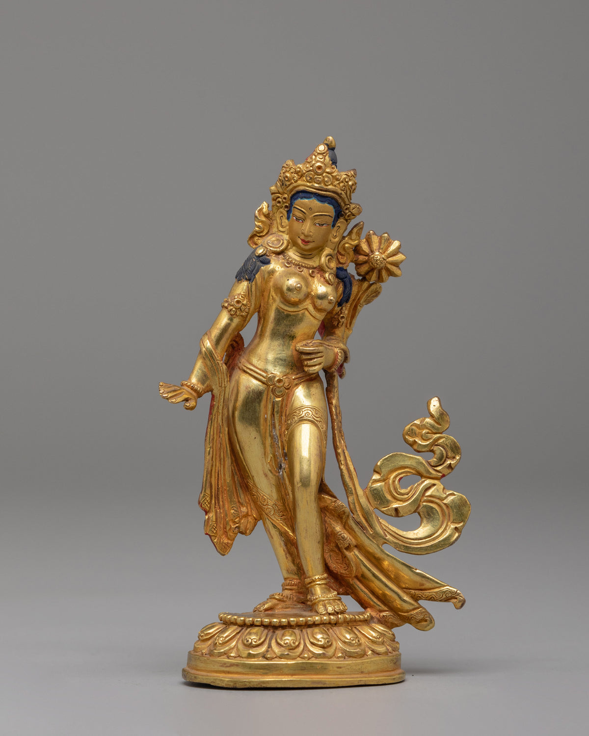 Traditional Standing Tara Sculpture | 24K Gold Buddhist Sculpture
