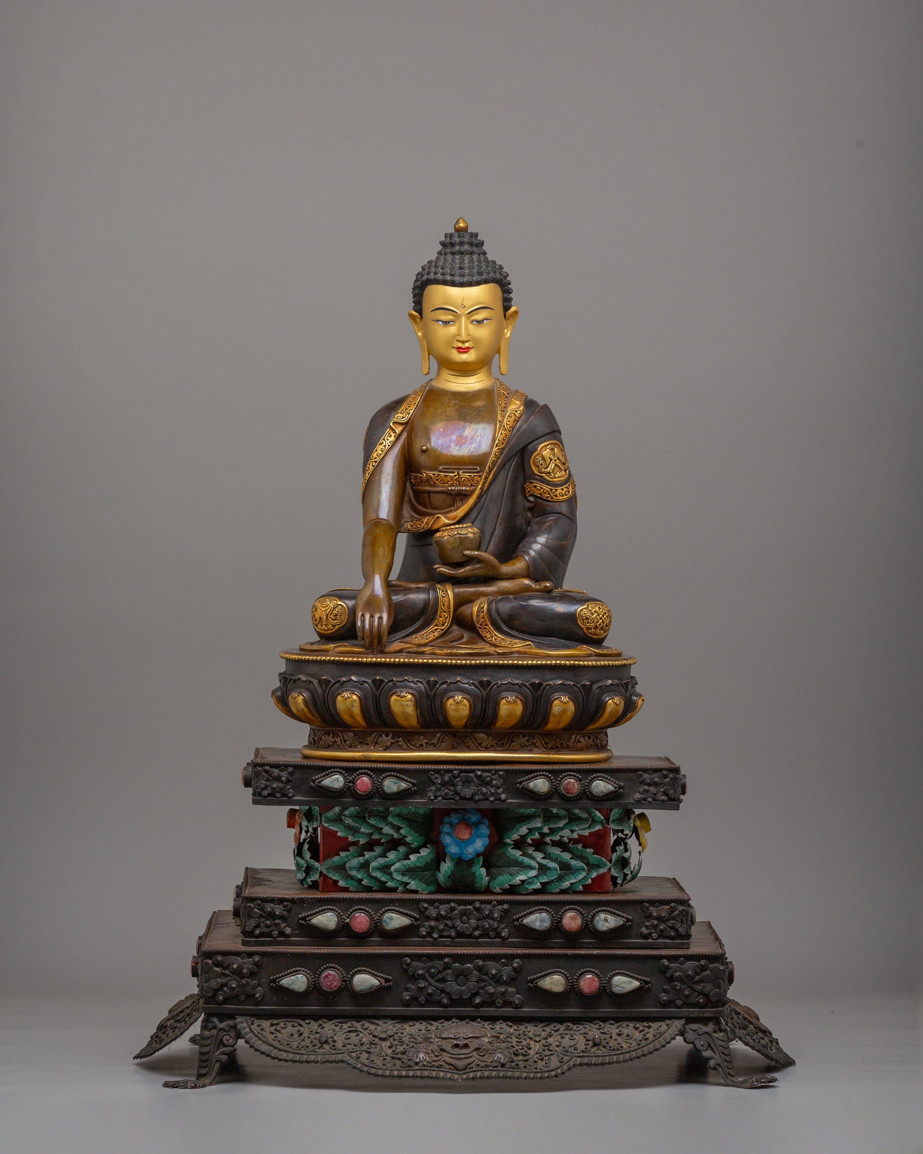 Tibetan Shakyamuni Buddha Throne Sculpture | Symbol of Peace and Enlightenment