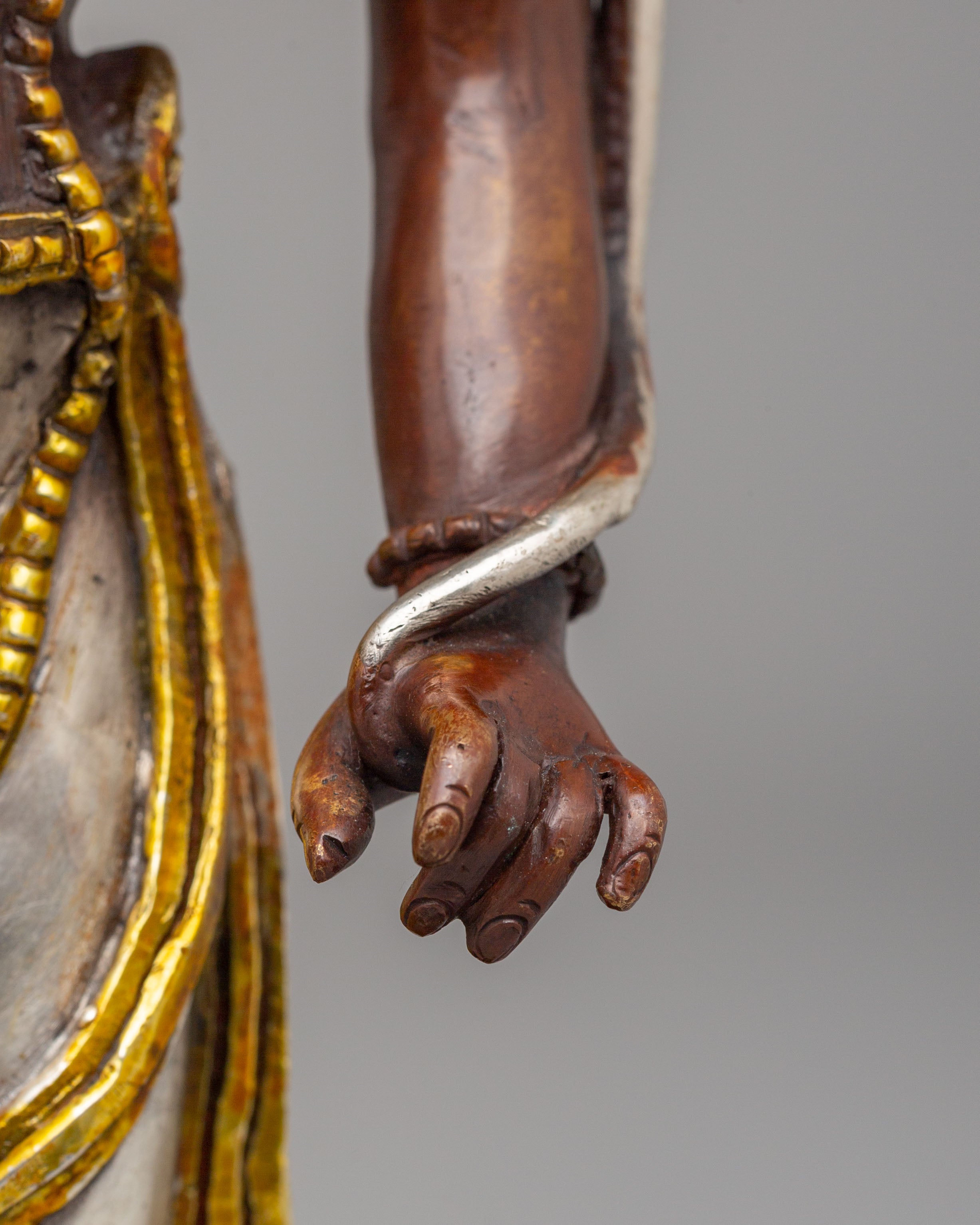 Buddhist Goddess Tara Statue | Oxidized Copper Body with Silver Gold Plating