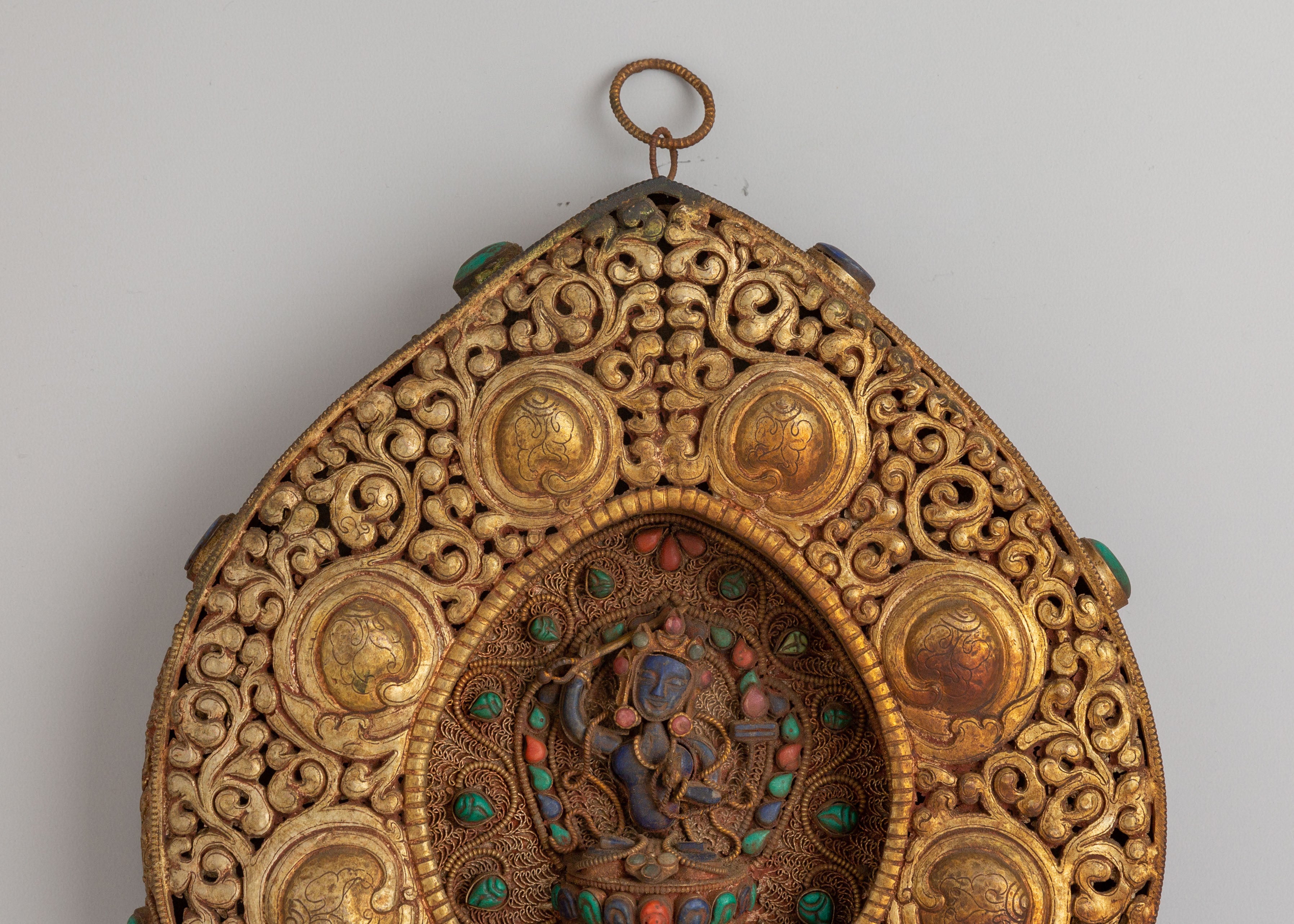 Buddhist Deity Manjushri Wall Hanging | Lapis Lazuli Buddhist Artwork
