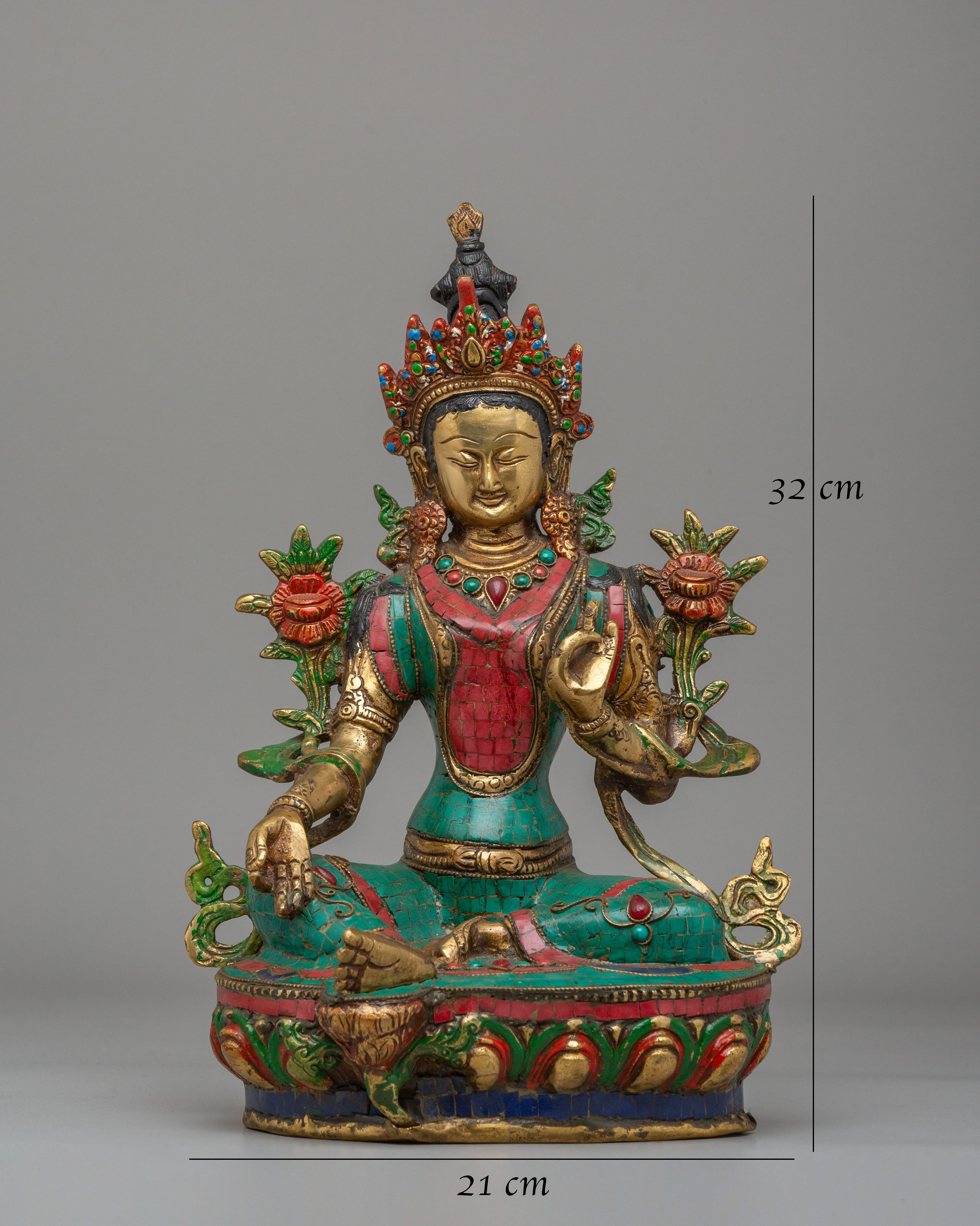 Ceremonial Green Tara Statue | Tibetan Artwork for Rituals
