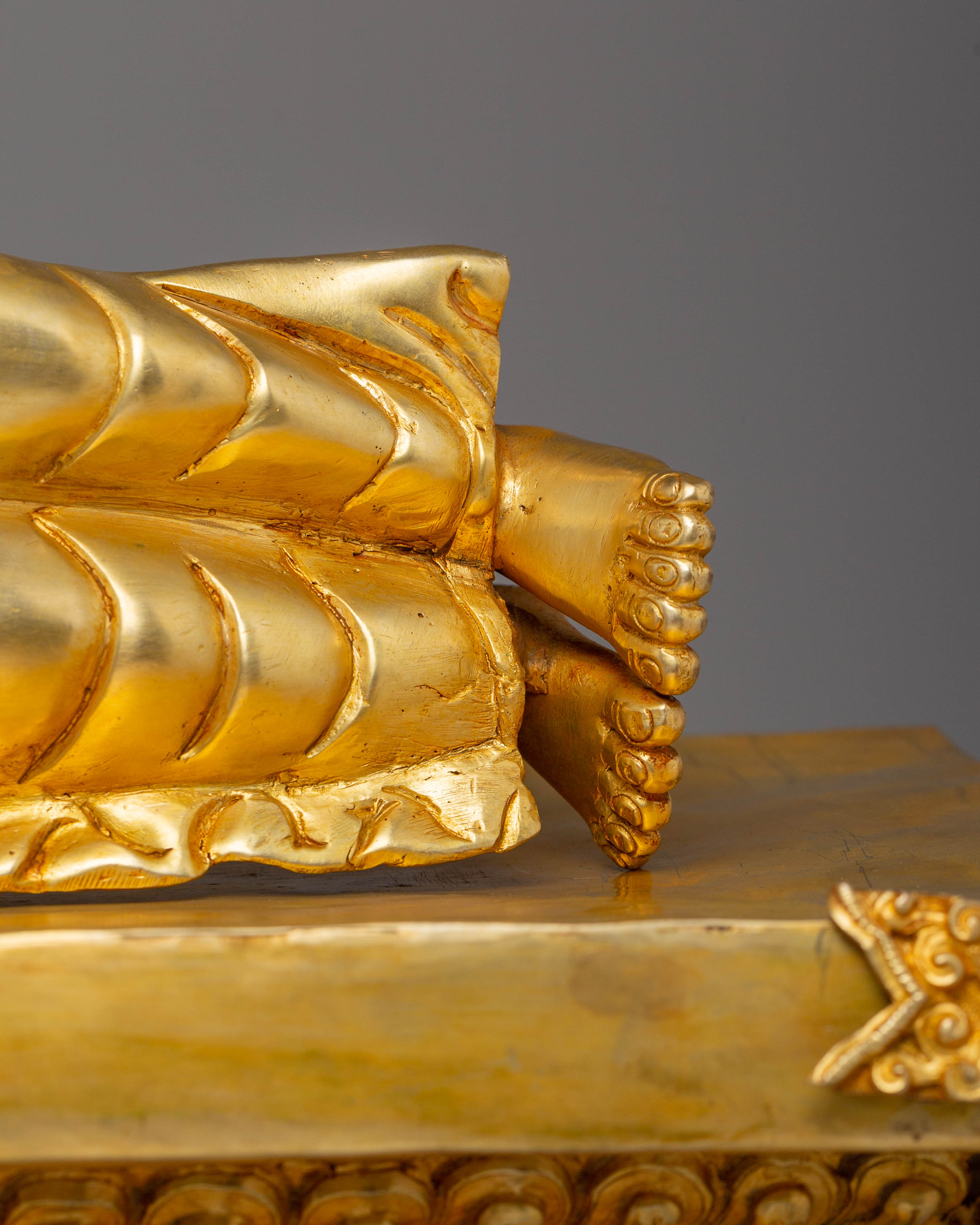 Handcrafted Sleeping Buddha Golden Statue | Symbol of Peace and Parinirvana