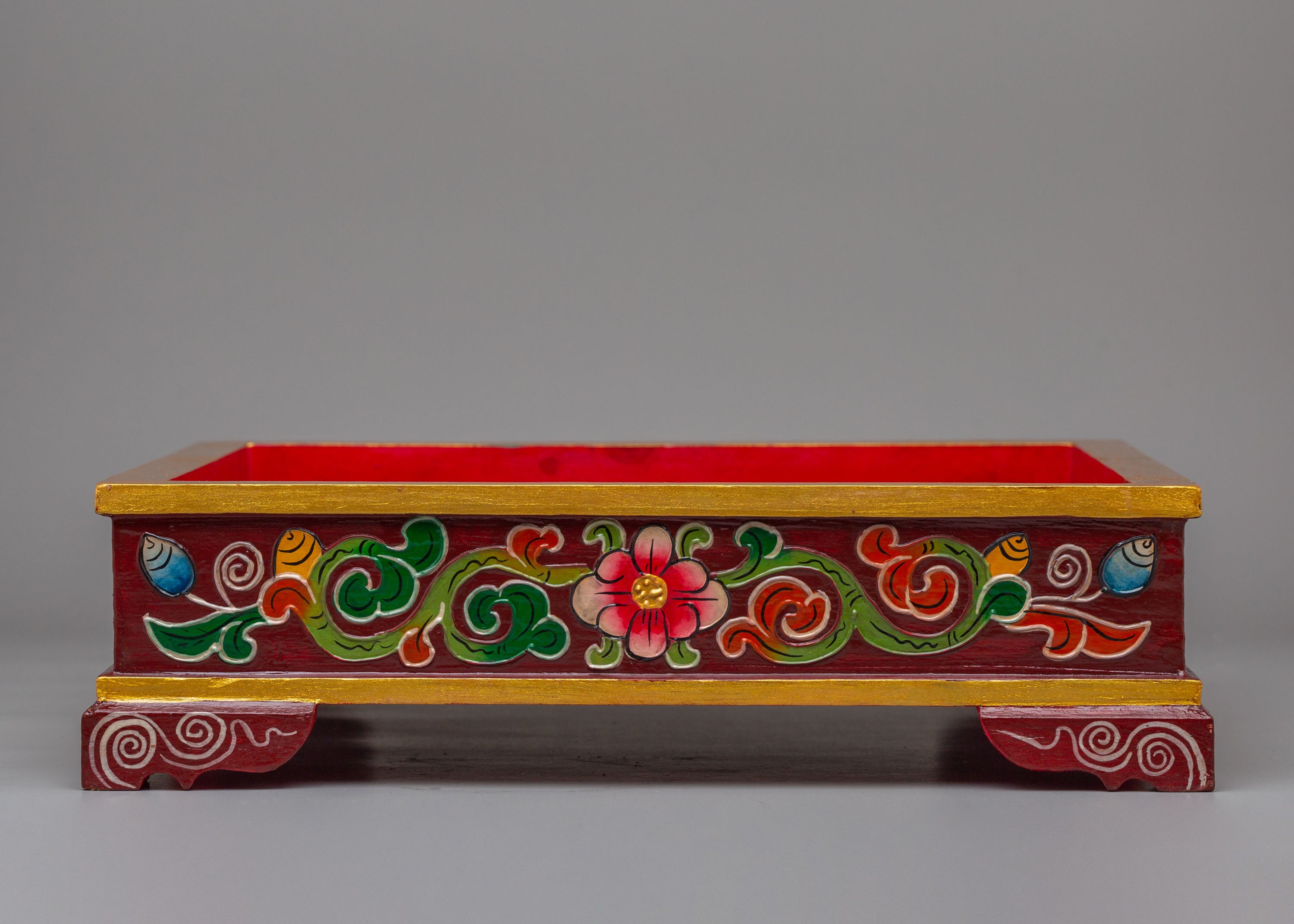 Handmade Tibetan Tray | Wooden Buddhist Offering Tray