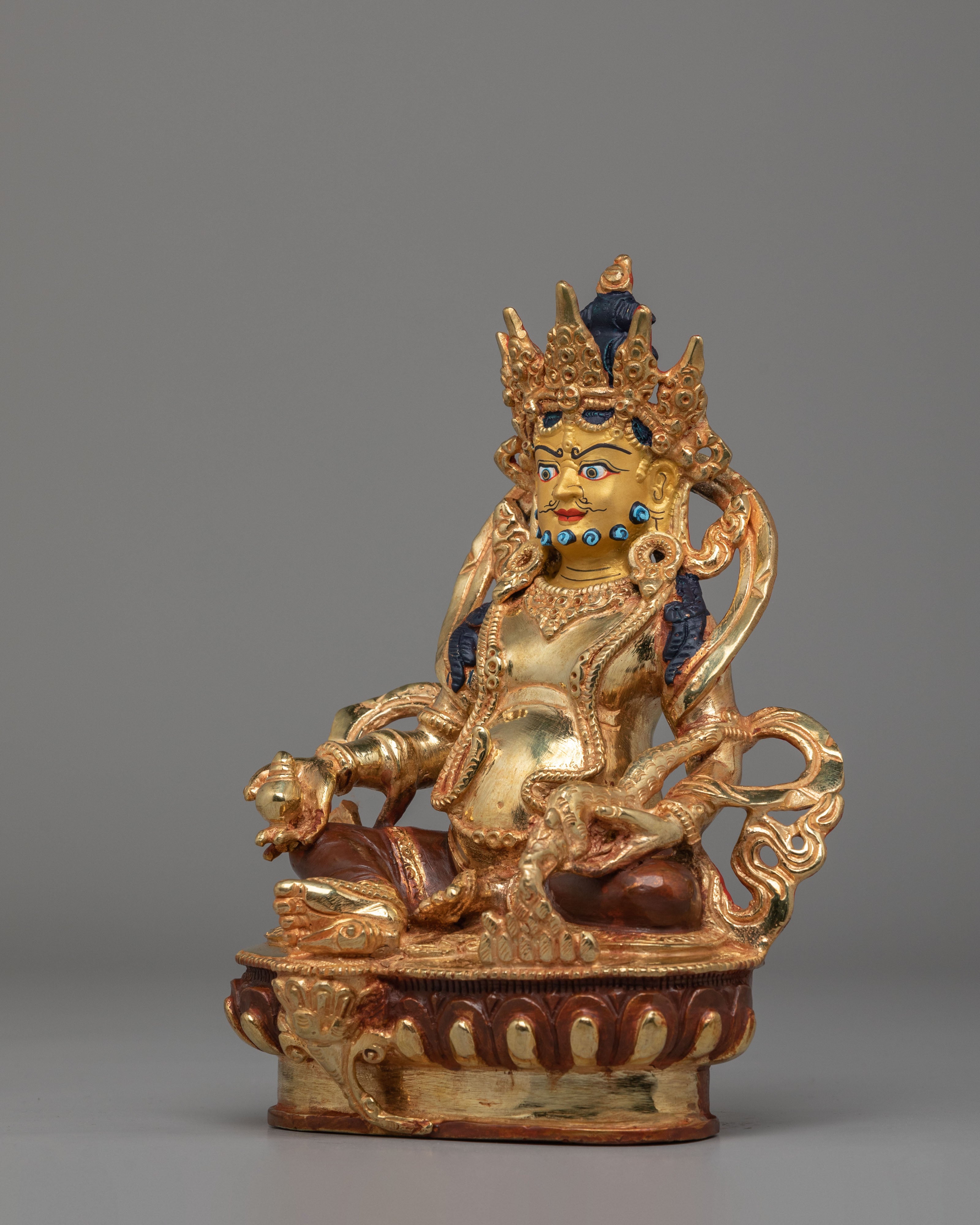 Traditional Dzambhala Wealth Deity Statue | Copper Body for Spiritual Blessings