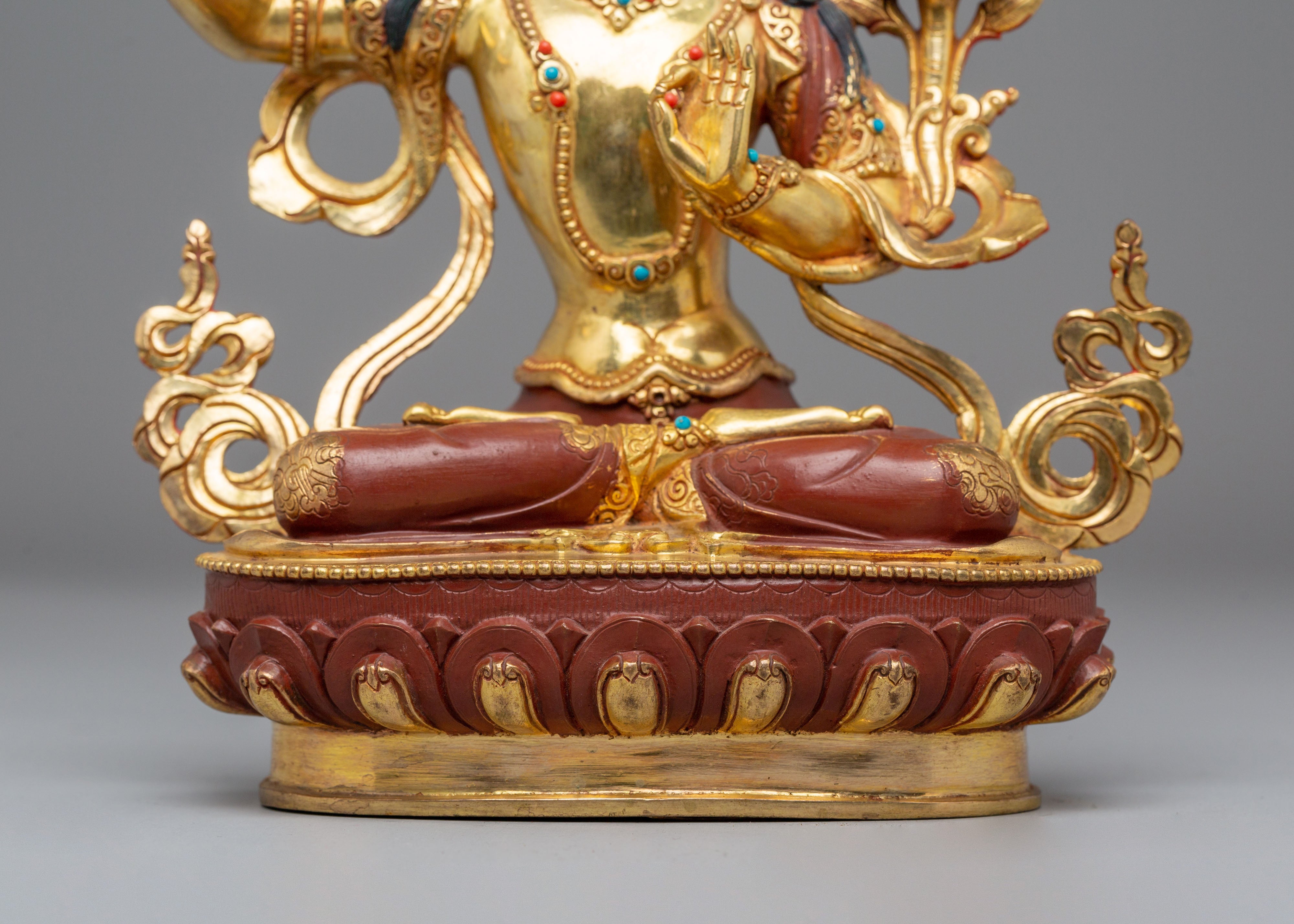 Handcrafted Tibetan Manjushri Bodhisattva Figurine for Decor
