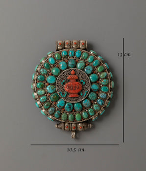 Tibetan Turquoise Ghau Box | Himalayan Sacred Prayer Amulet