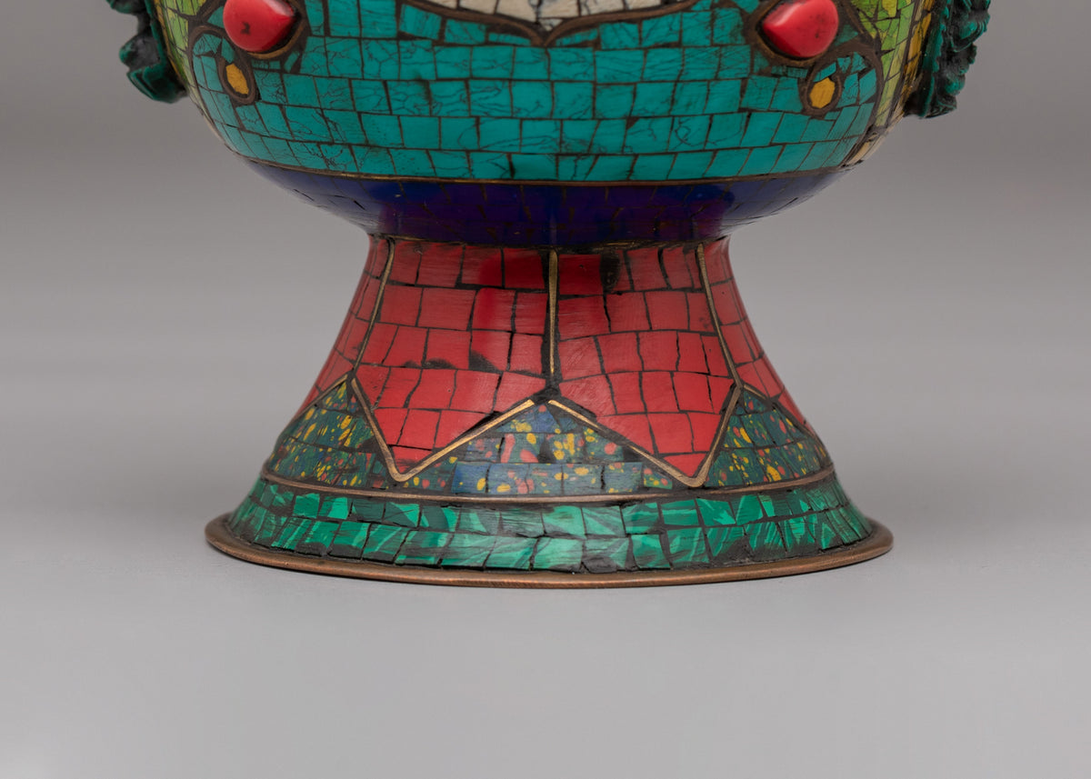 Handcrafted Bhumba with Green Tara | Tibetan Ritual Vessel for Sacred Offerings