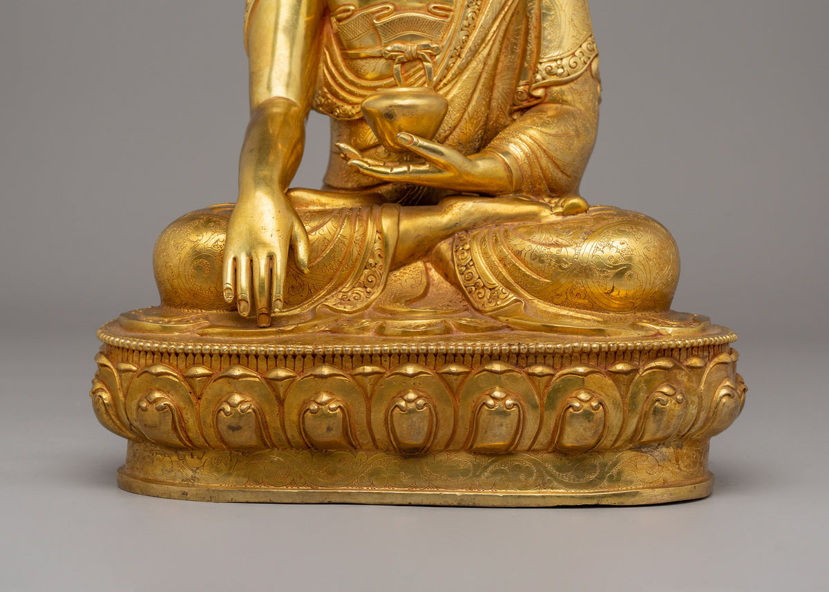 Divine Shakyamuni Buddha Altar Statue | Traditional Tibetan Artwork