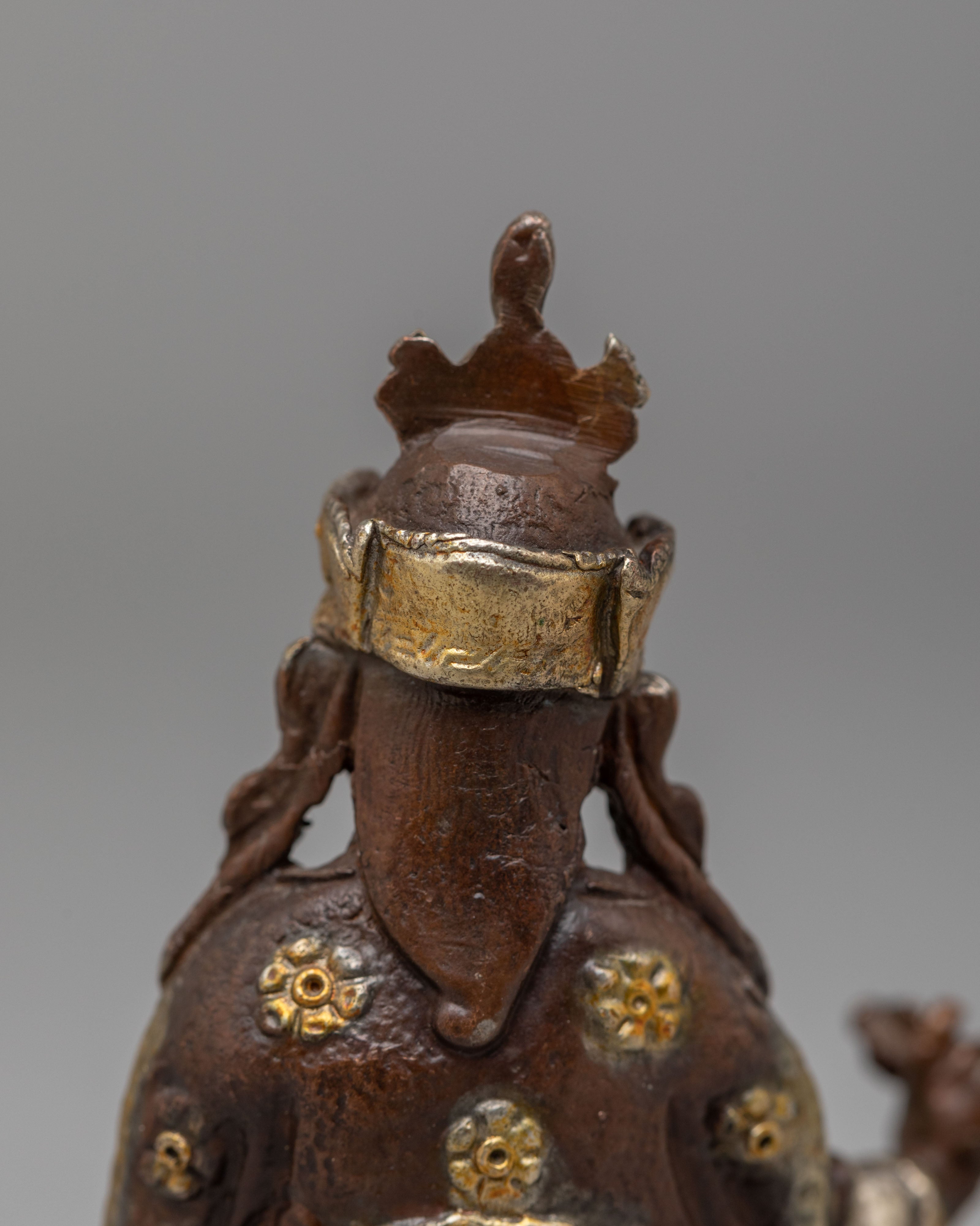 Guru Rinpoche Spiritual Protection Statue | Oxidized Copper Body with Electro Gold &amp; Silver Plating