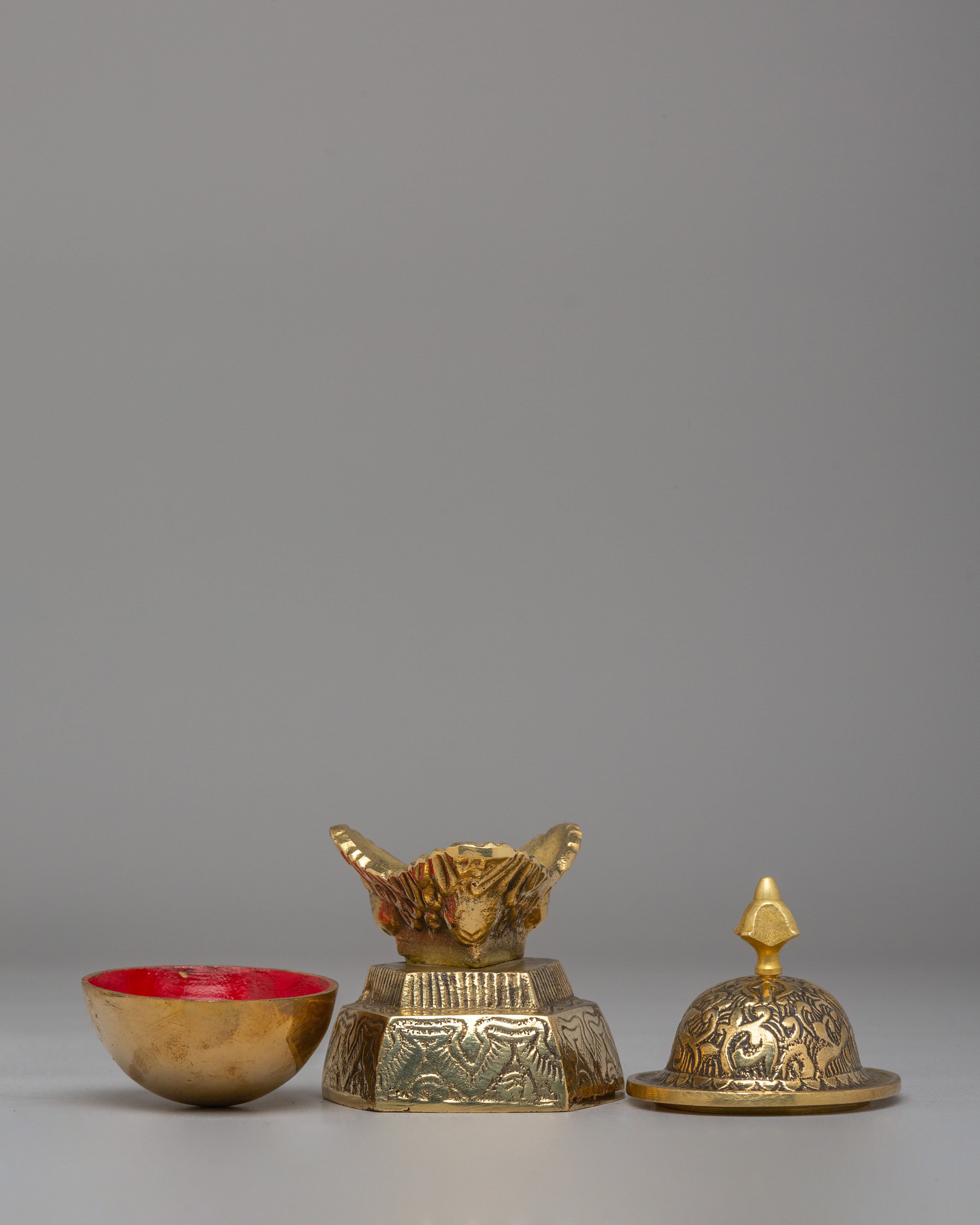 Handcrafted Kapala Set for Buddhist Rituals | Tibetan Brass Skull Cups