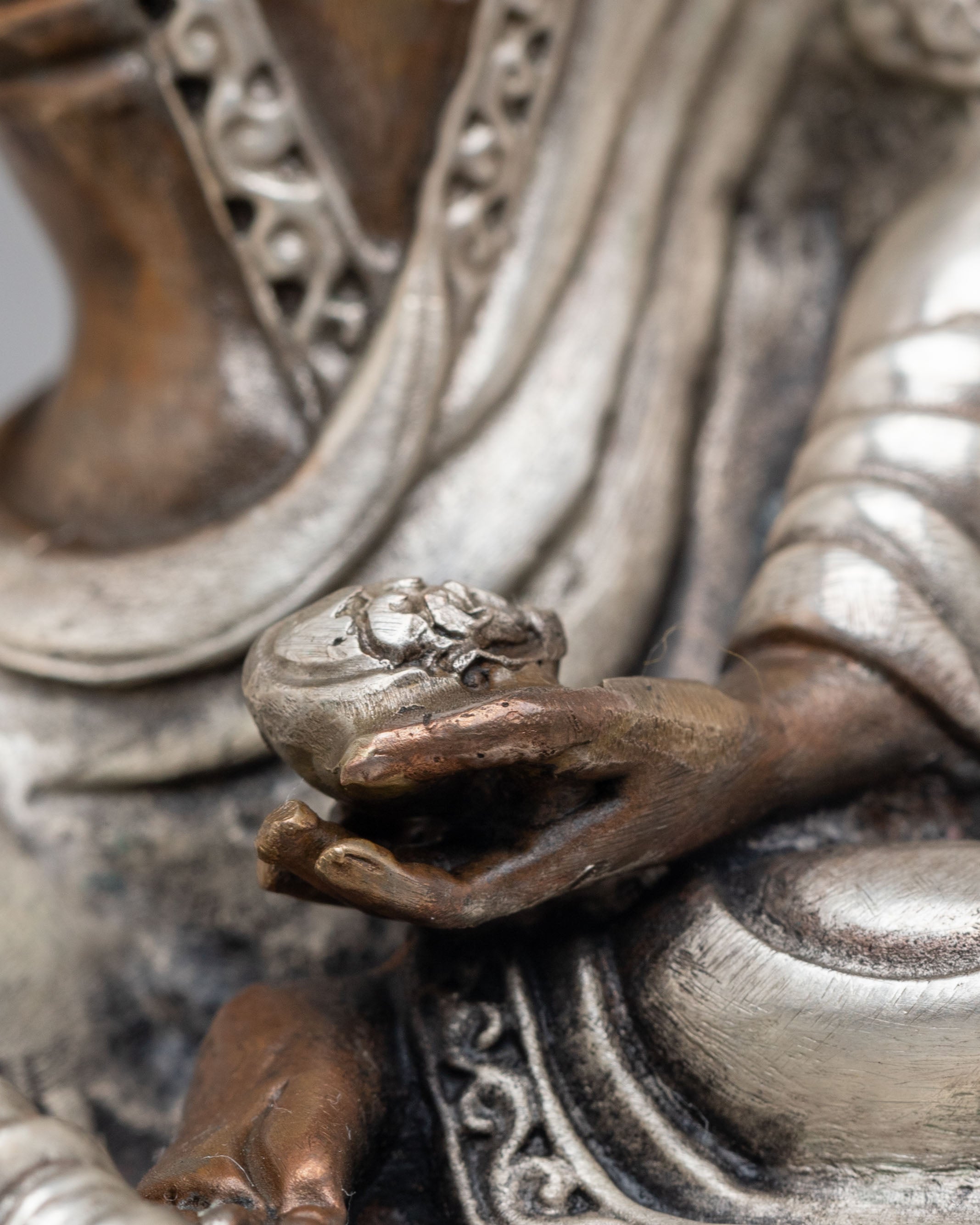 Himalayan Yogi Milarepa Statue | Handmade Oxidized Copper Artwork