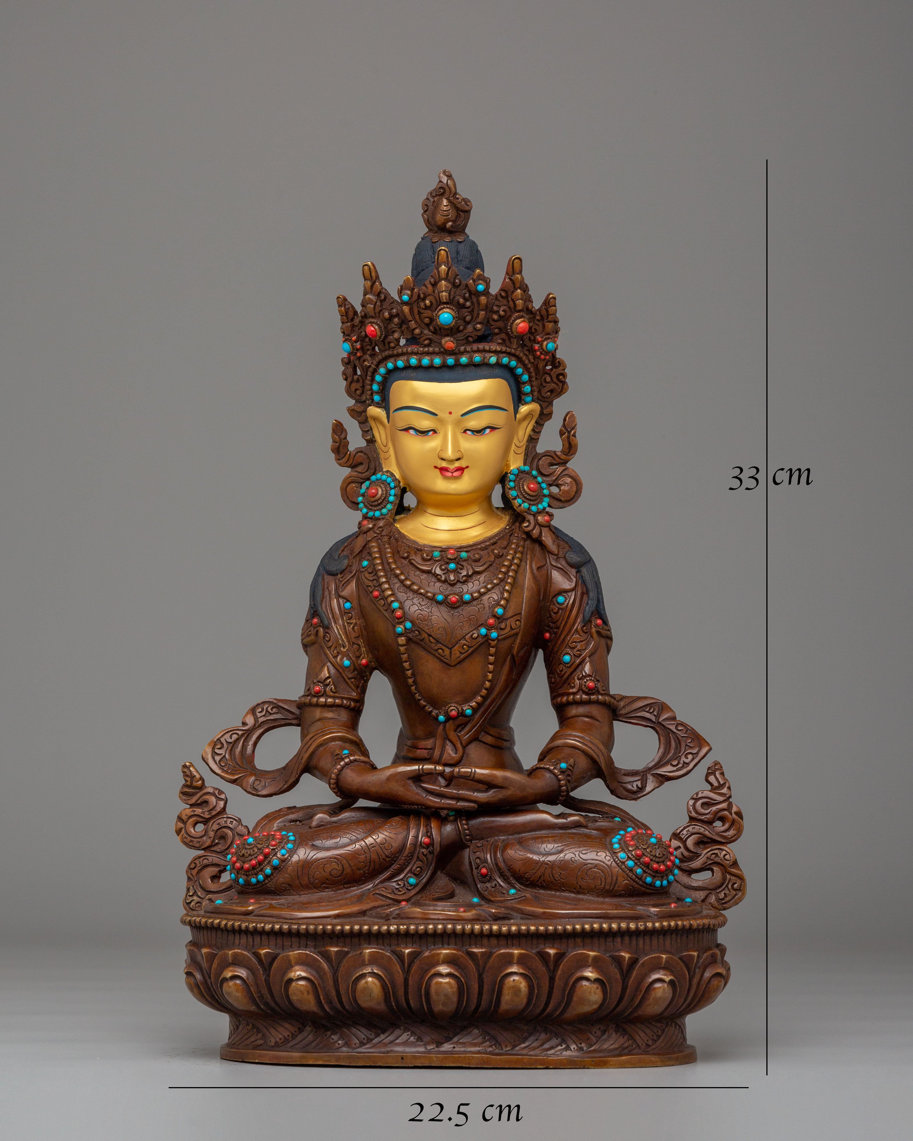 Sacred Amitayus Deity Statue | Handmade Tibetan Artwork for Spiritual Blessings