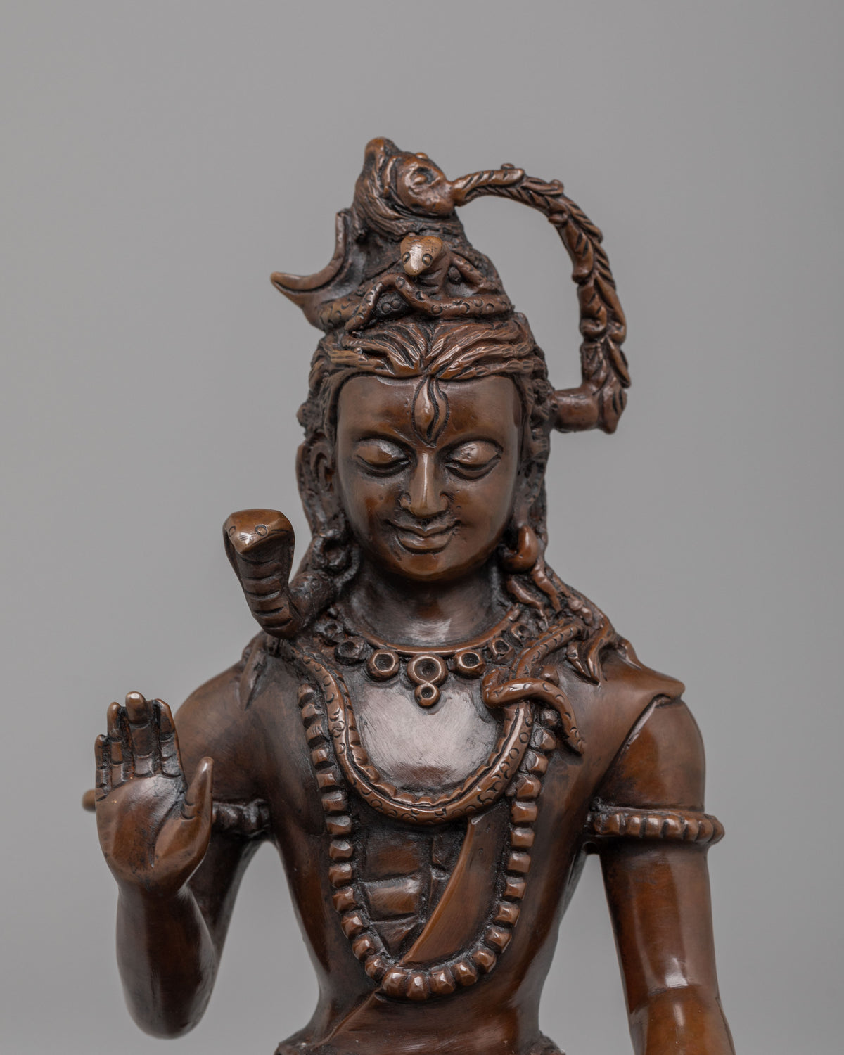 Spiritual Hindu Deity Shiva Statue | Oxidized Copper Body with Intricate Details