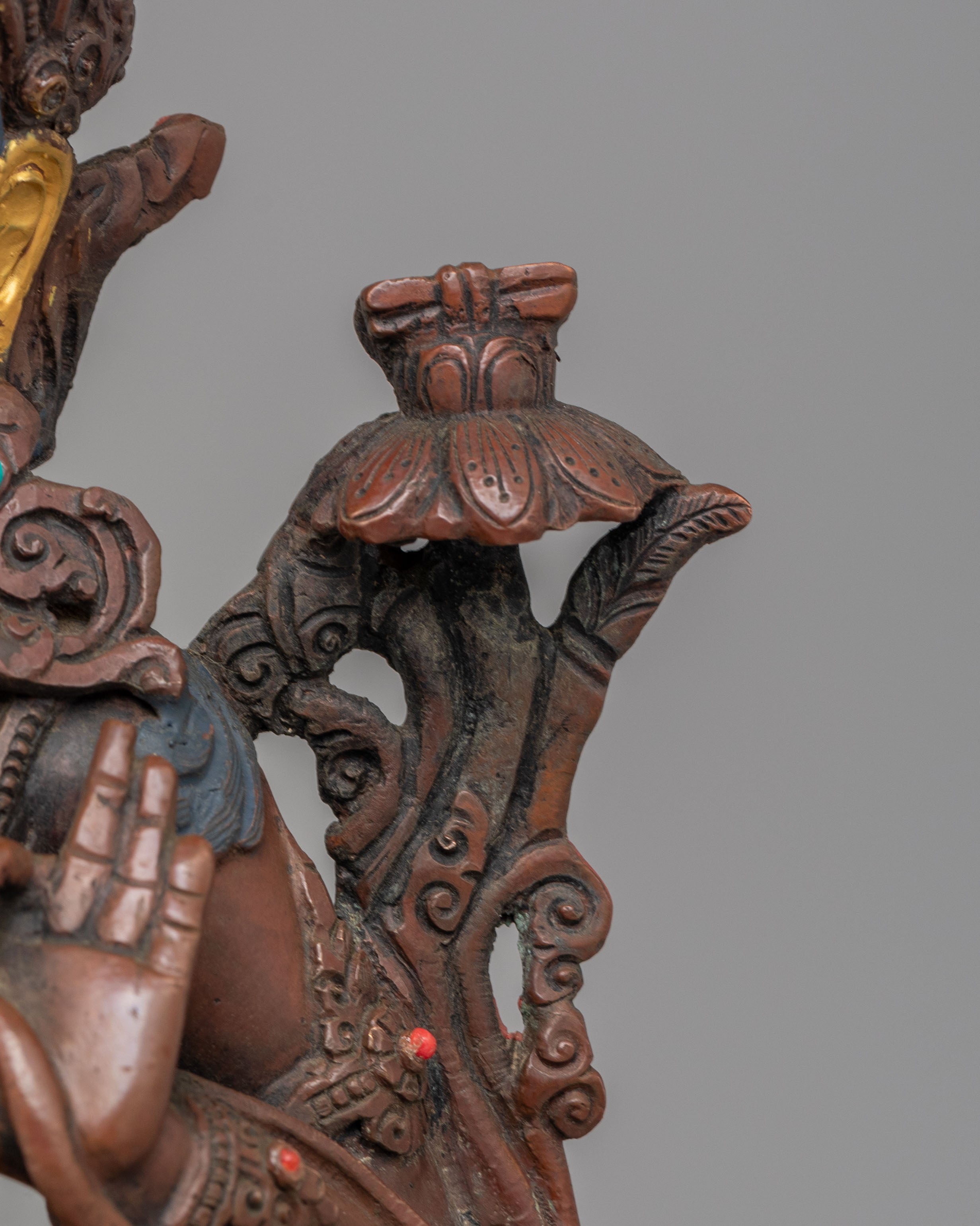 Tibetan Altar Manjushri Statue | Copper Body with 24K Gold Plating