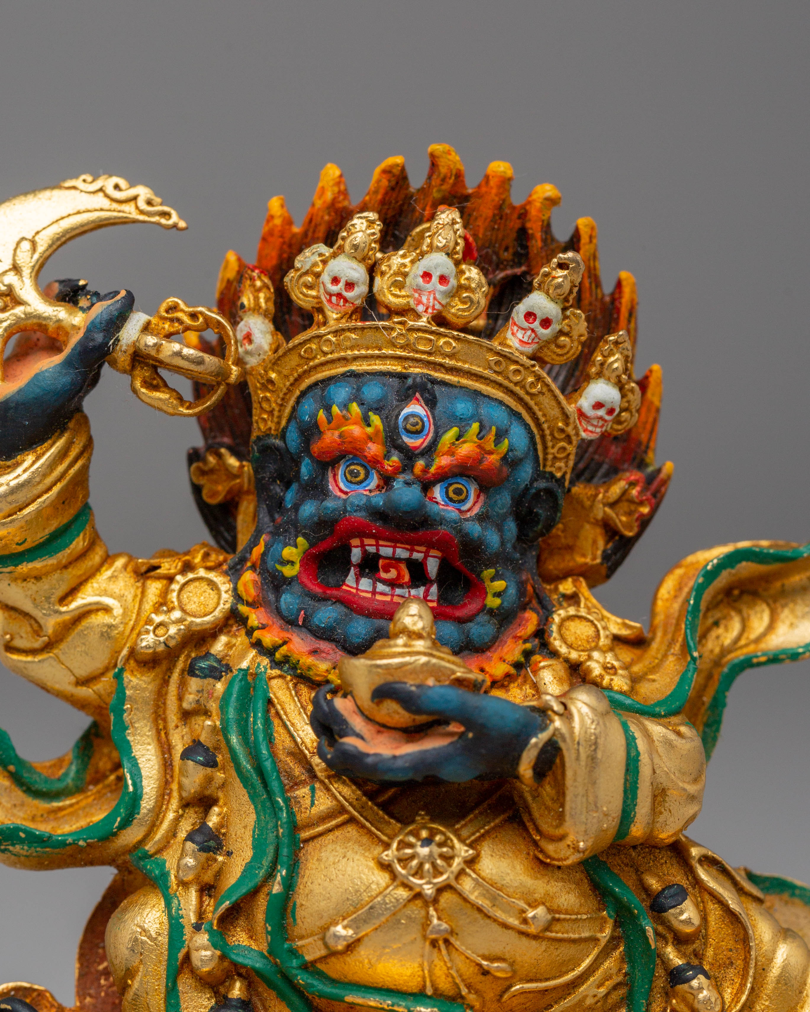 Handcrafted Mahakala Bernagchen Sculpture | Buddhist Shrine Decor