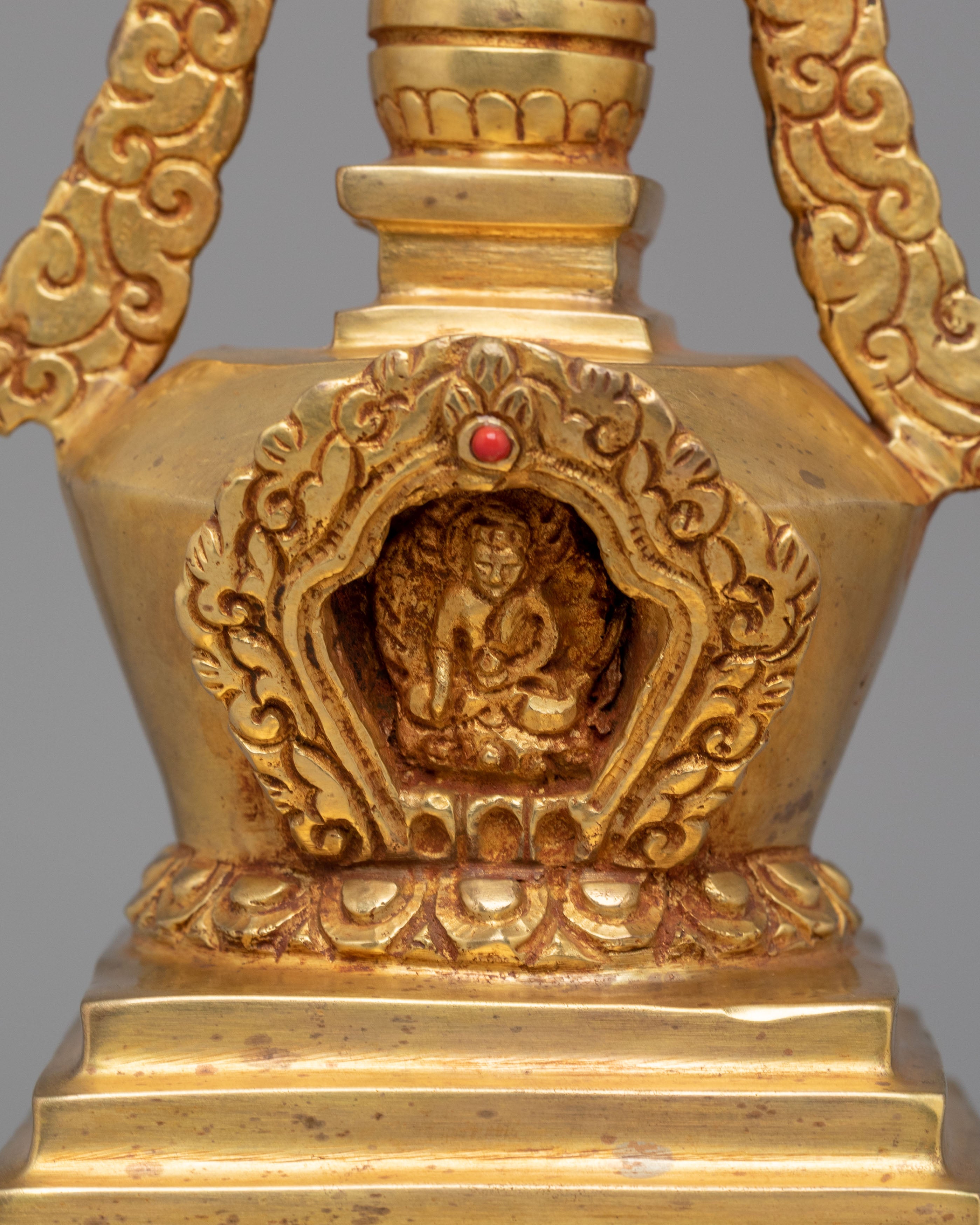 Handmade Sacred Enlightenment Stupa | Gold Plated Buddhist Decor