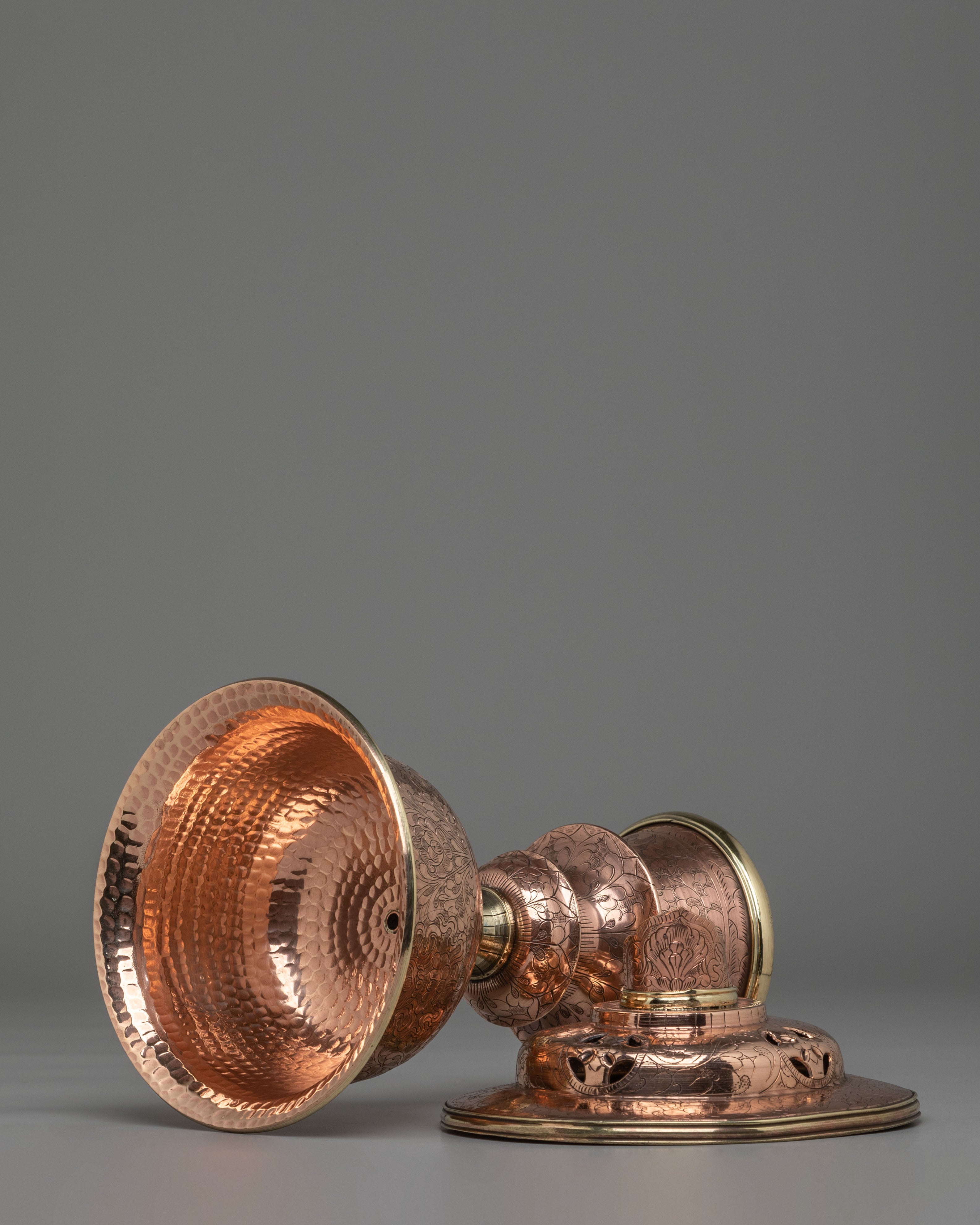 Handmade Brass & Copper Butter Lamp for Ritual | Spiritual Oil Lamp