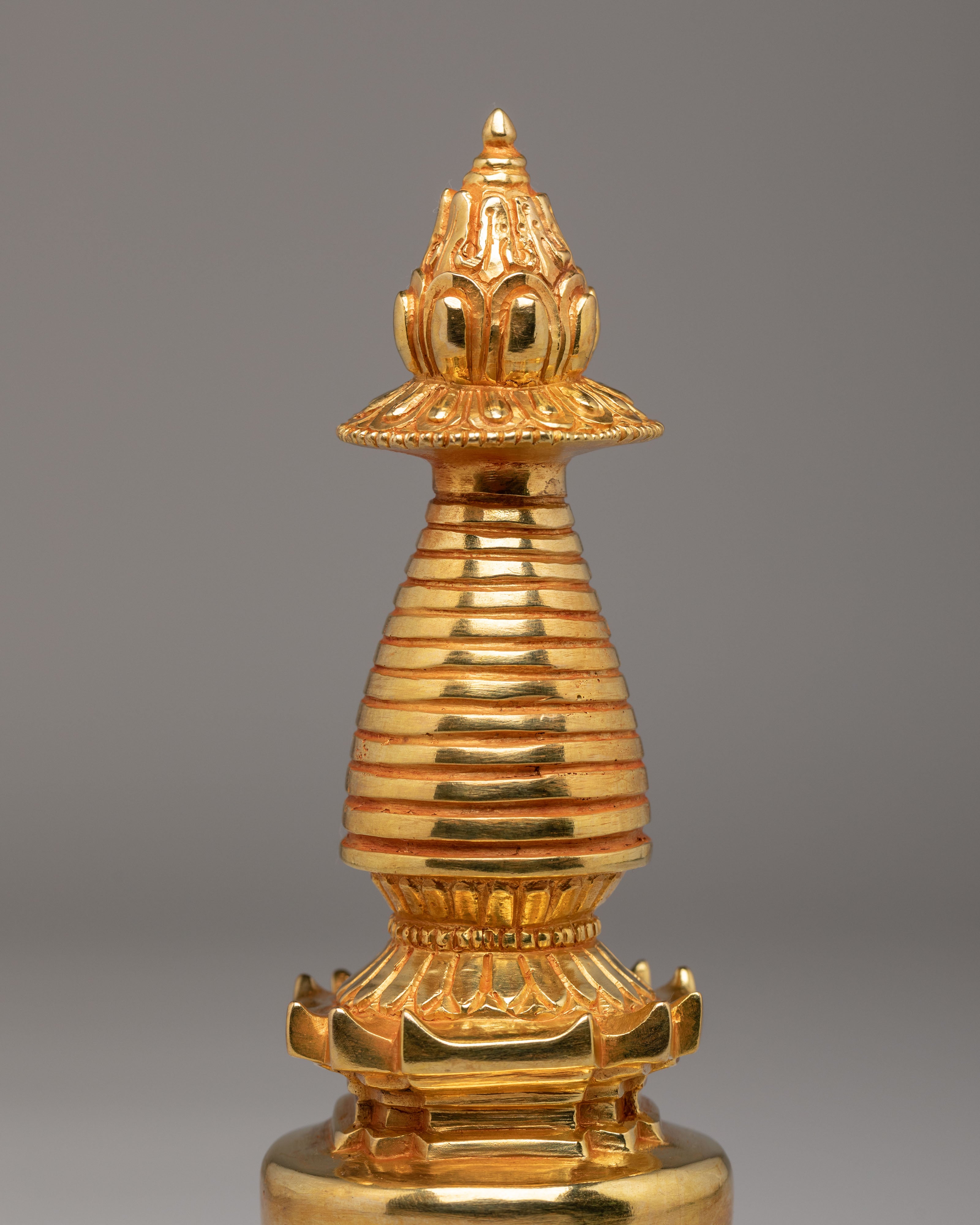 Gold Plated Altar Kadampa Stupa | Handcrafted Sacred Buddhist Shrine