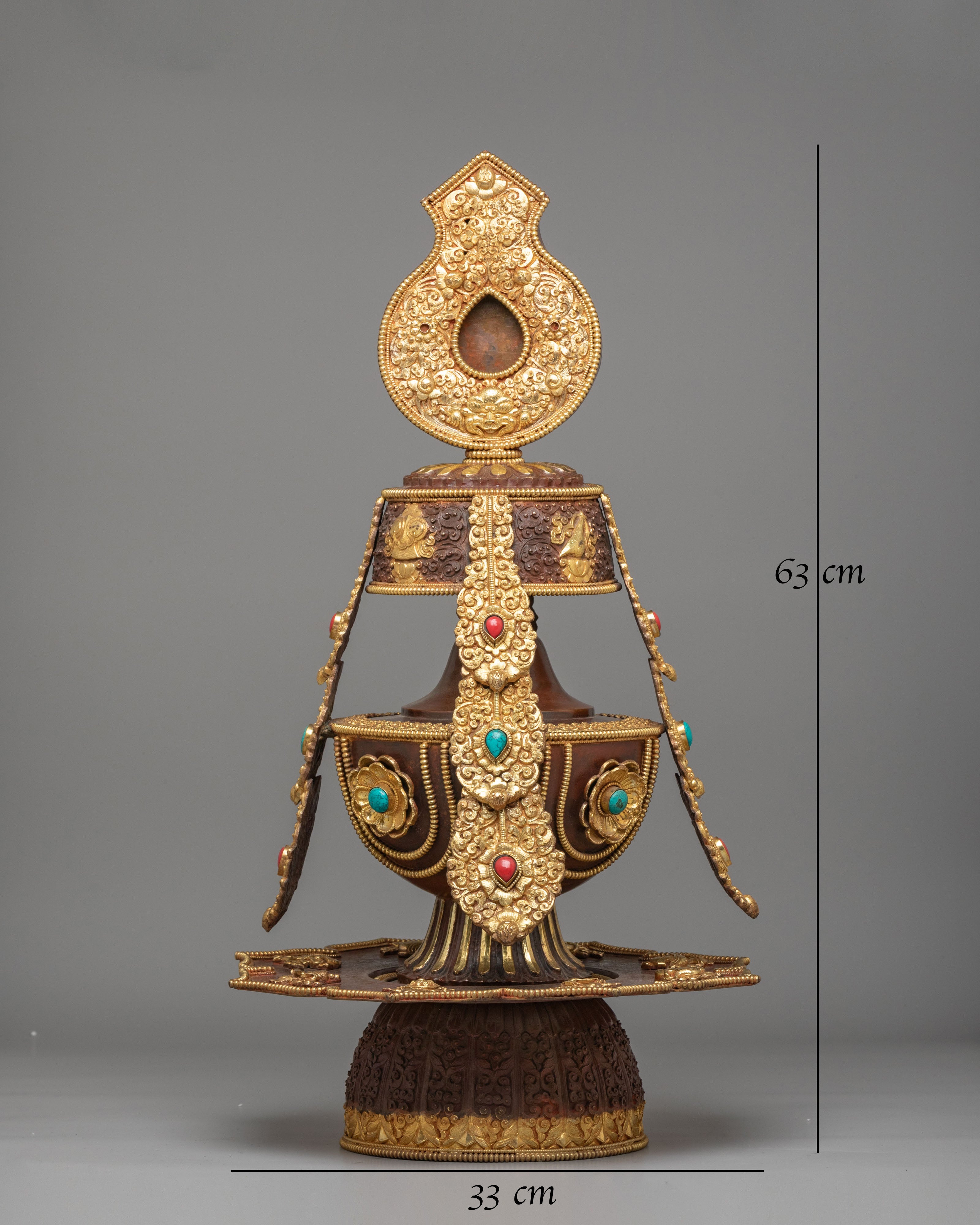 Himalayan Sacred Long Life Vessel | Gold Plated Copper Buddhist Ritual Vessel
