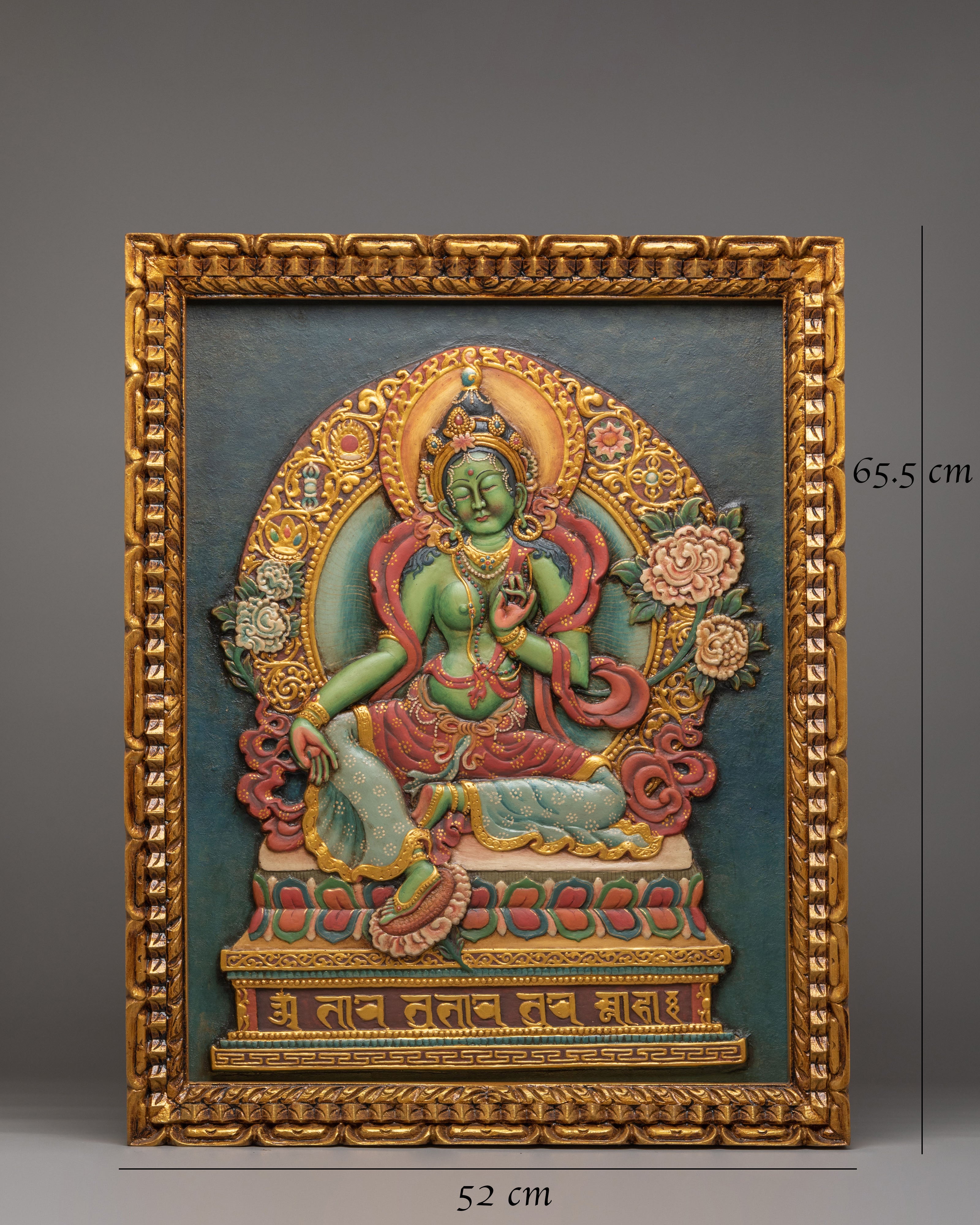 Traditional Green Tara Wall Hanging | Handcrafted Wooden Art