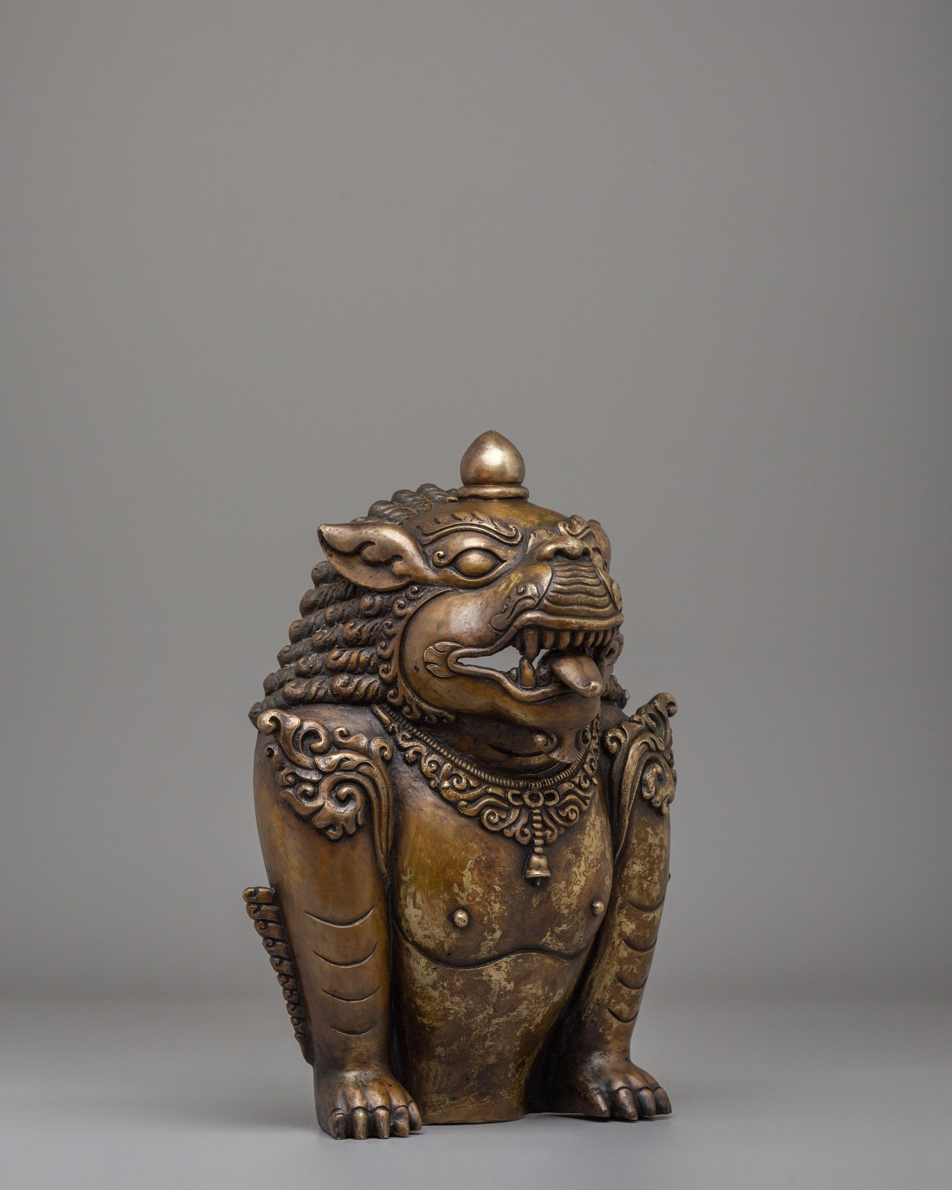 Tibetan Lion Wall Hanging Art | Handcrafted Bronze Decor Piece