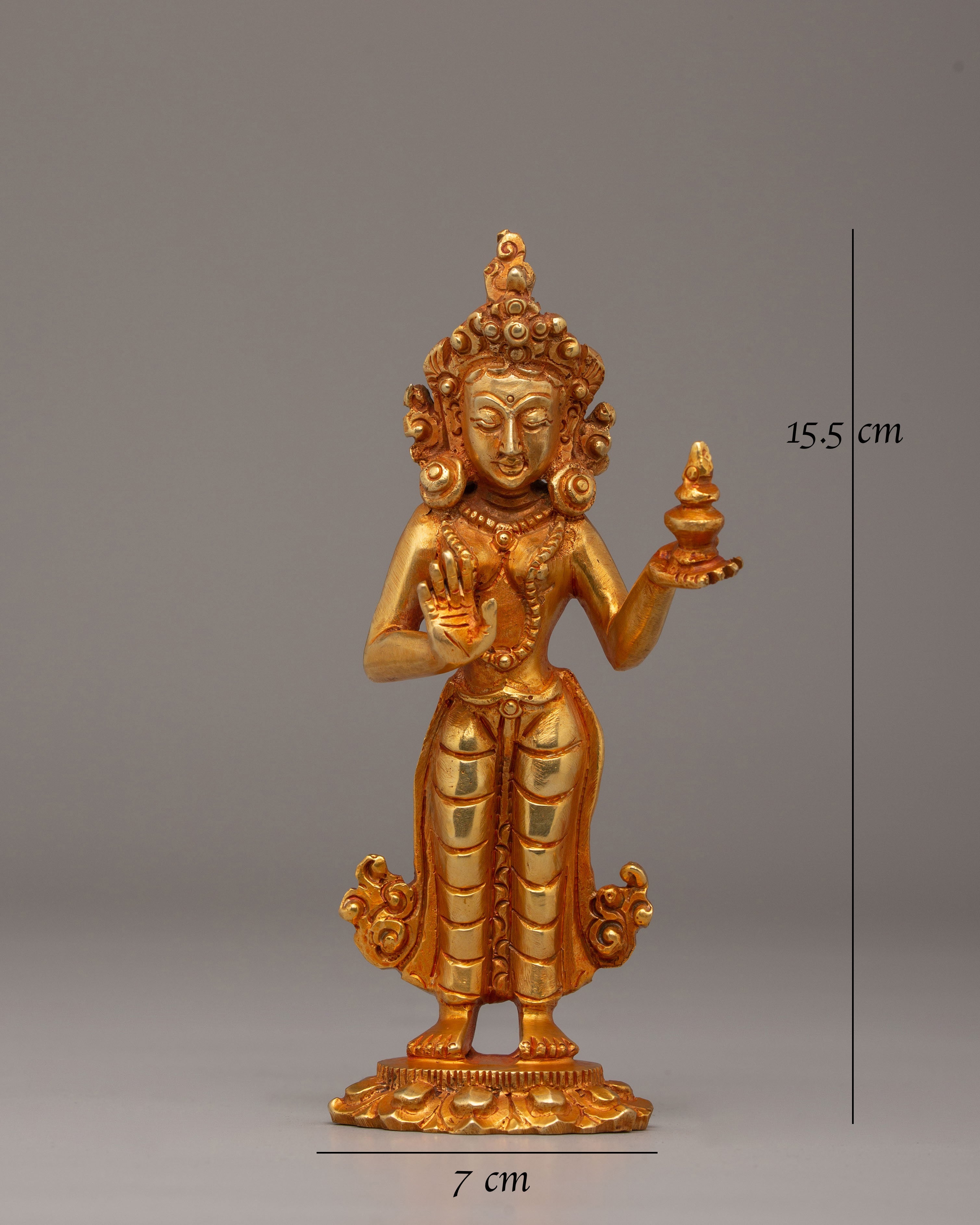 Handcrafted Mandarva Buddha Statue | Electro Gold Plated Statue for Altars