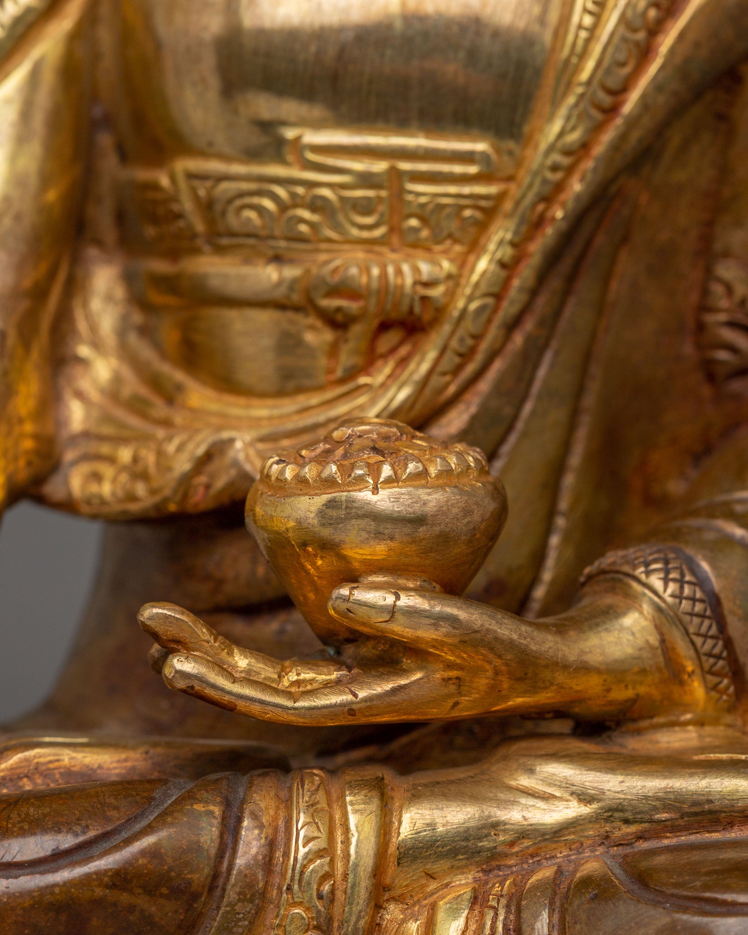 Crowned Shakyamuni Buddha Statue | Handcrafted Gold-Plated Tibetan Buddha