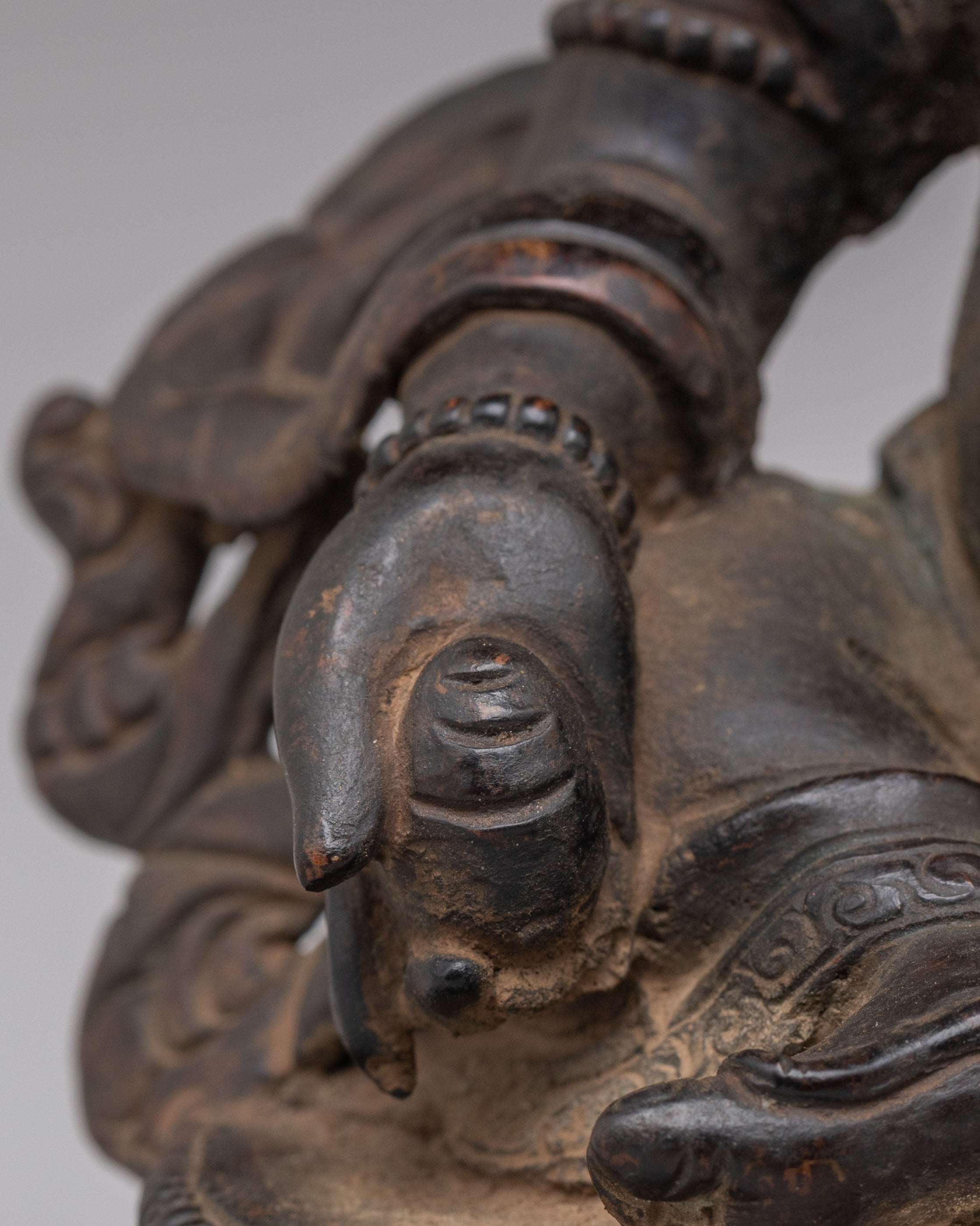 Ceremonial Dzambhala Wealth Deity Sculpture | Tibetan Buddhist Prosperity Figurine