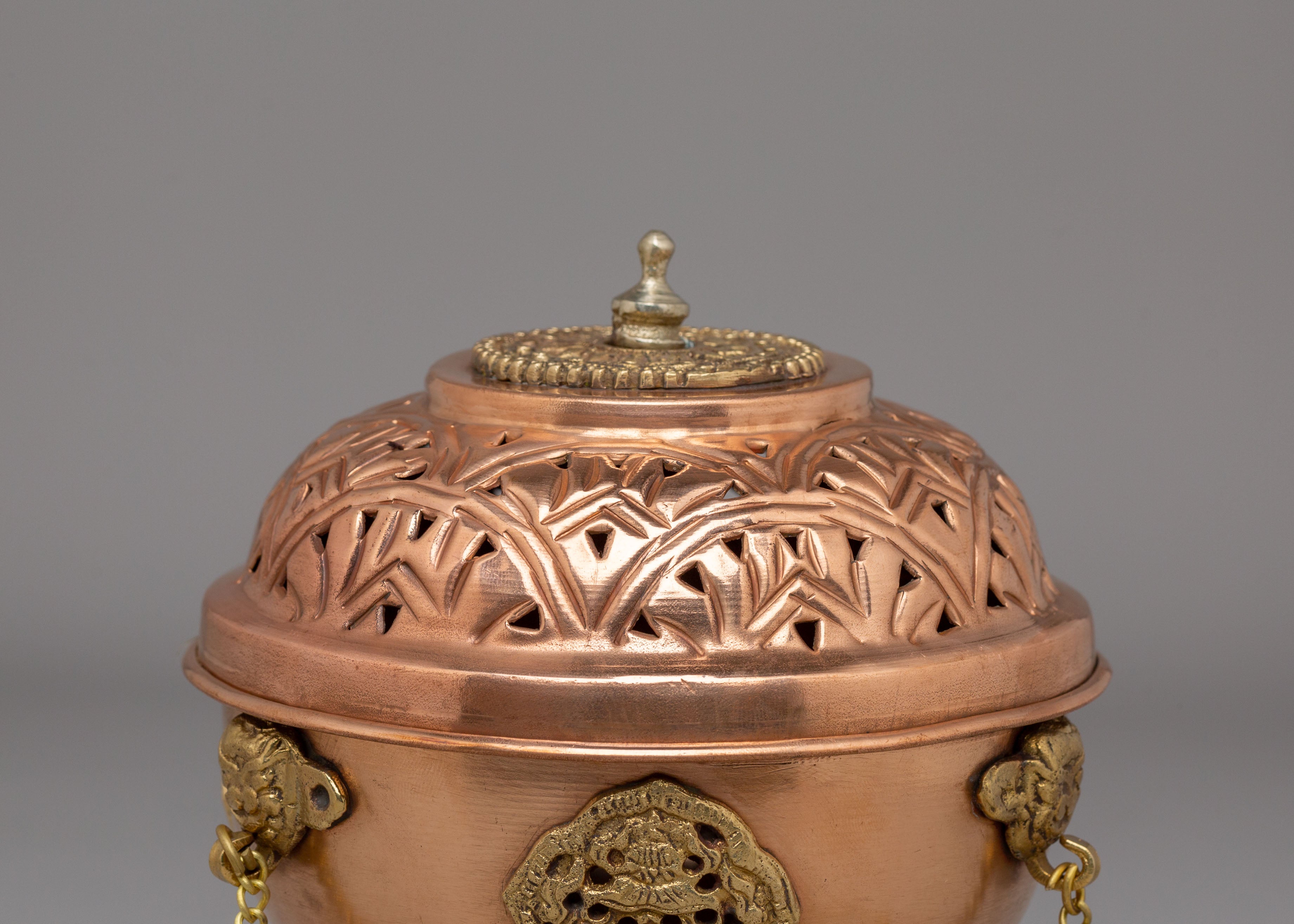 Tibetan Altar Incense Burner | Handcrafted Metal Ritual Offering Vessel