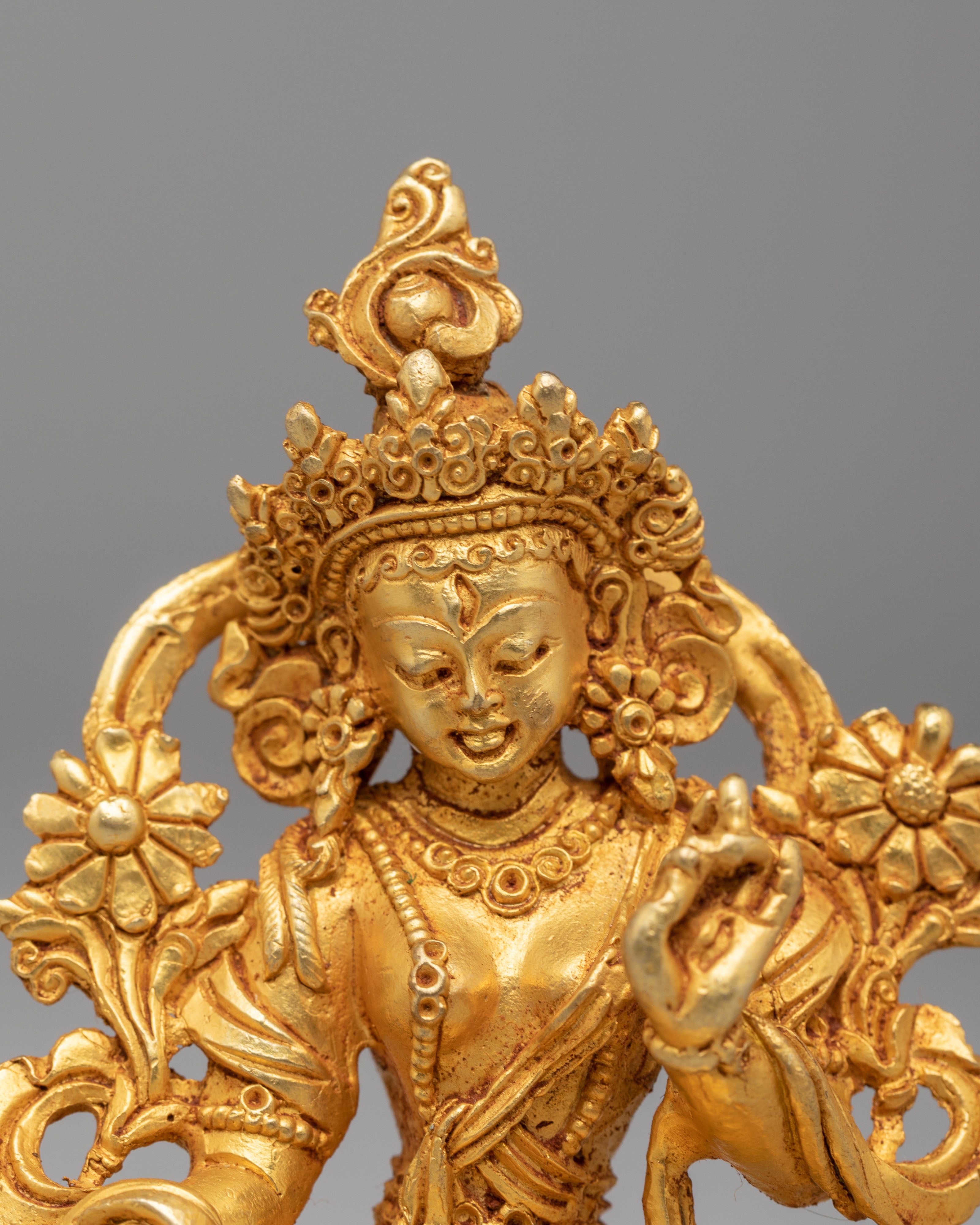 Himalayan Six Deities Statue Set | Gold Plated Buddhist Altar Decor