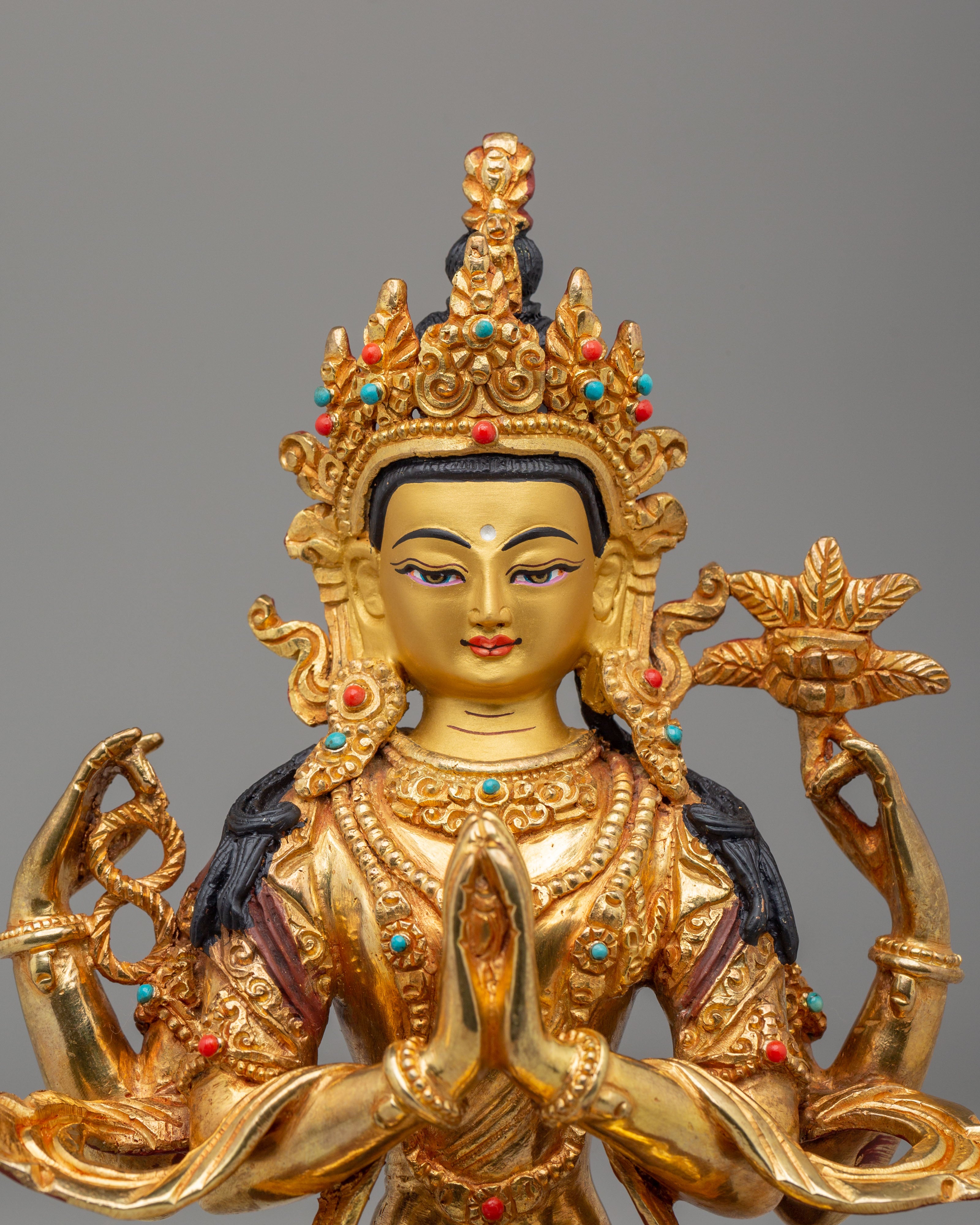 Handcrafted Altar Chenrezig Sculpture | Spiritual Tibetan Art