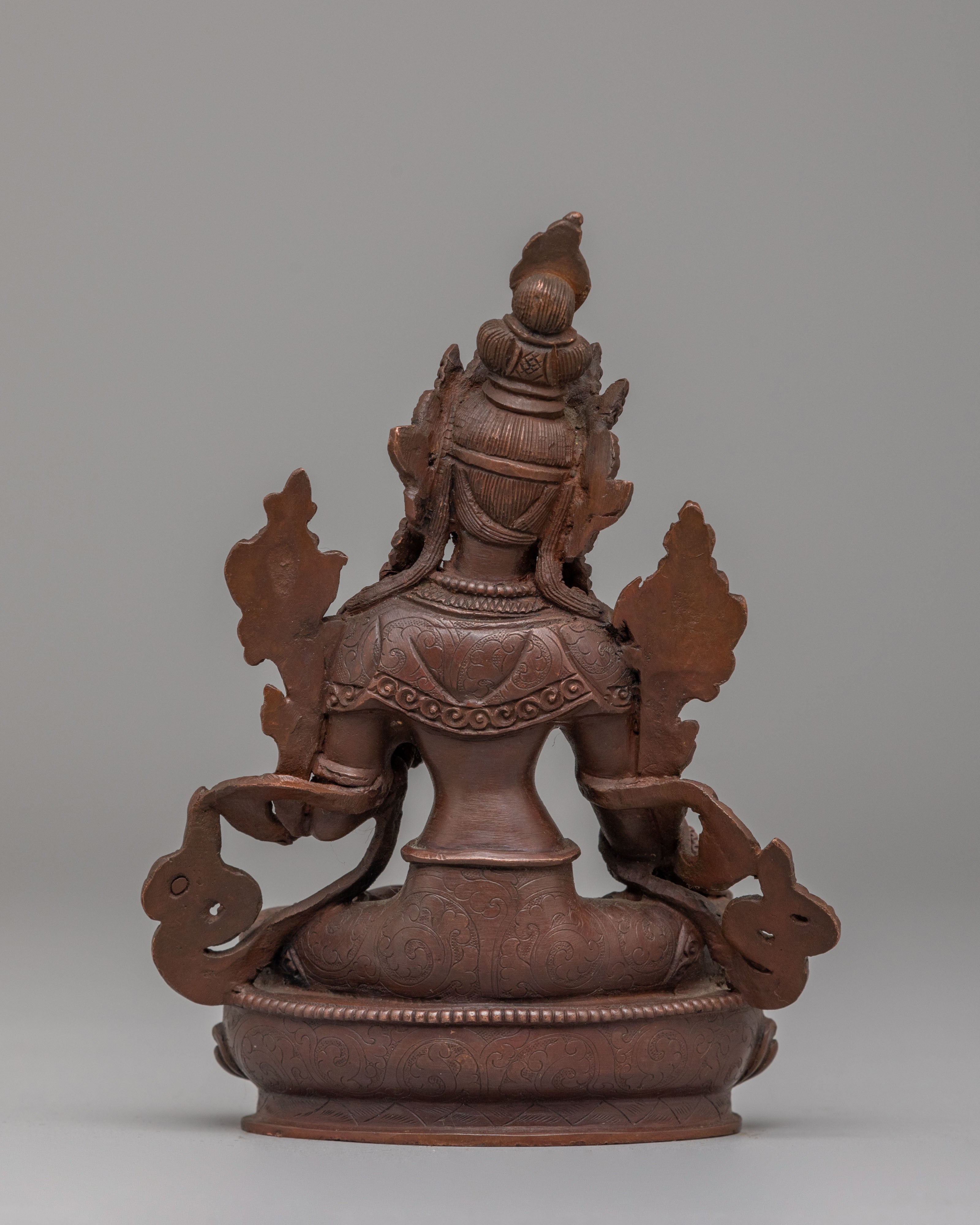 Himalayan White Tara Sculpture | Handcrafted Oxidized Copper Statue for Meditation