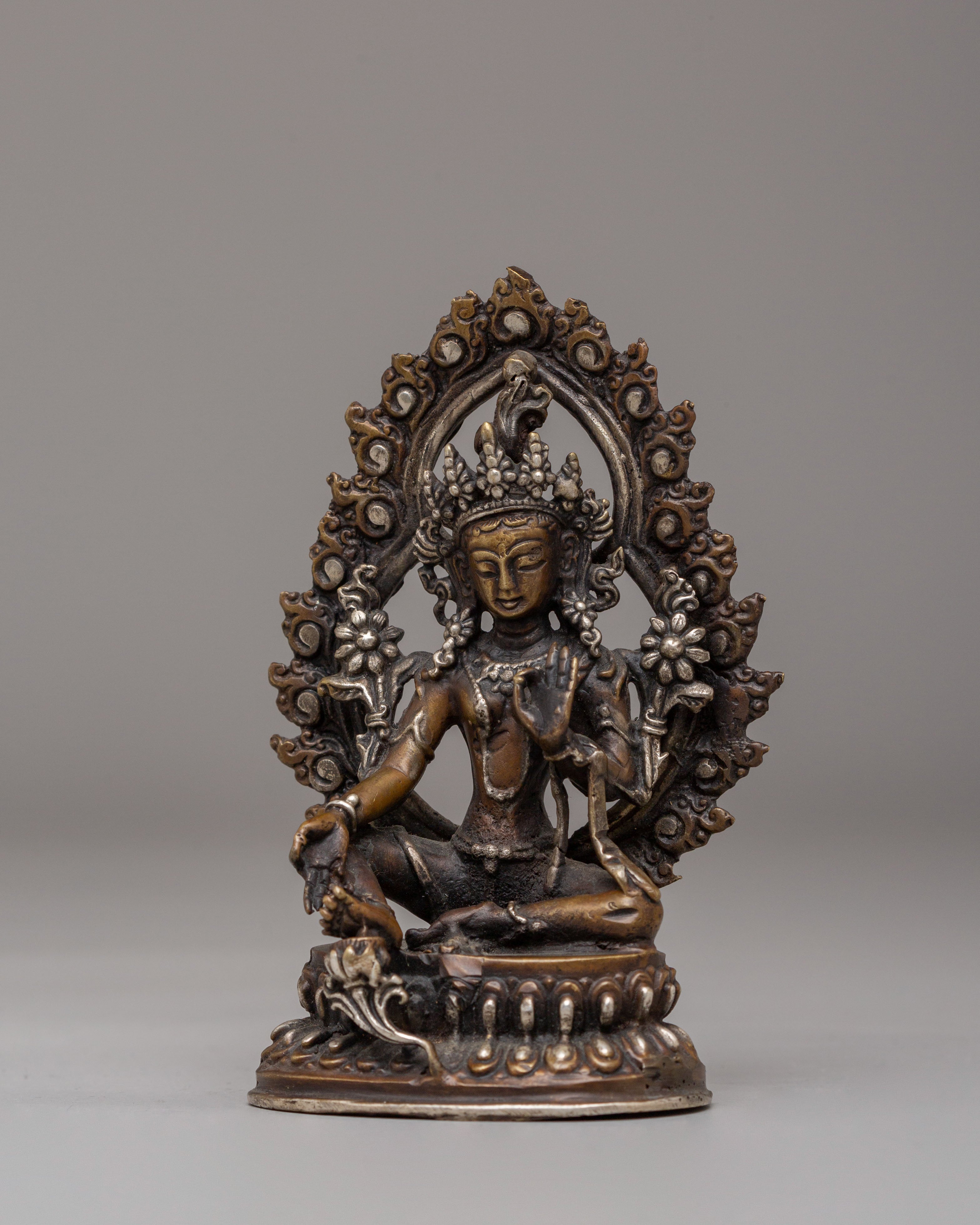 Handcrafted Green Tara Buddhist Statue | Tibetan Goddess of Compassion & Protection