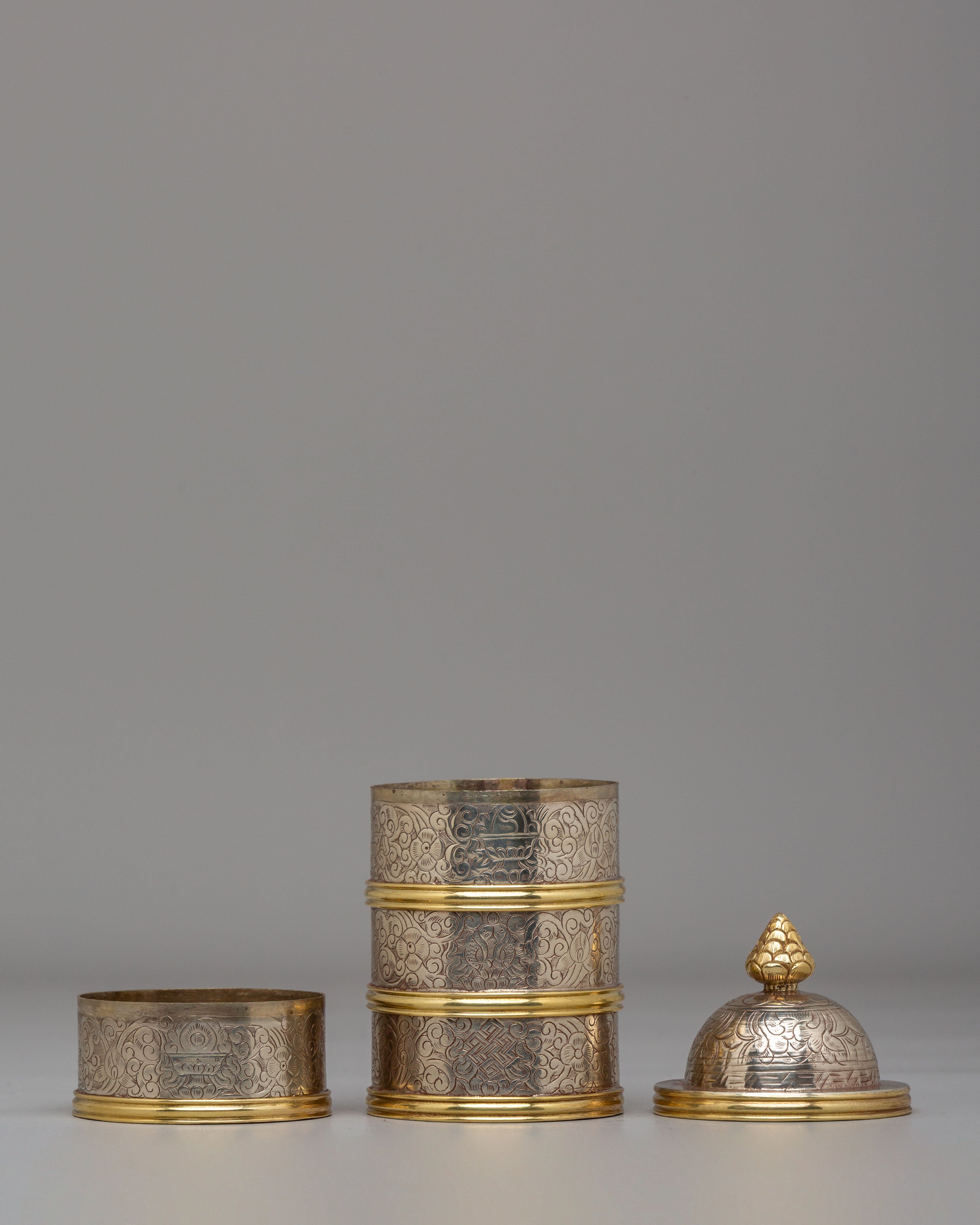 Himalayan Buddhist Altar Rice Pot | Sacred Ritual Offering Vessel