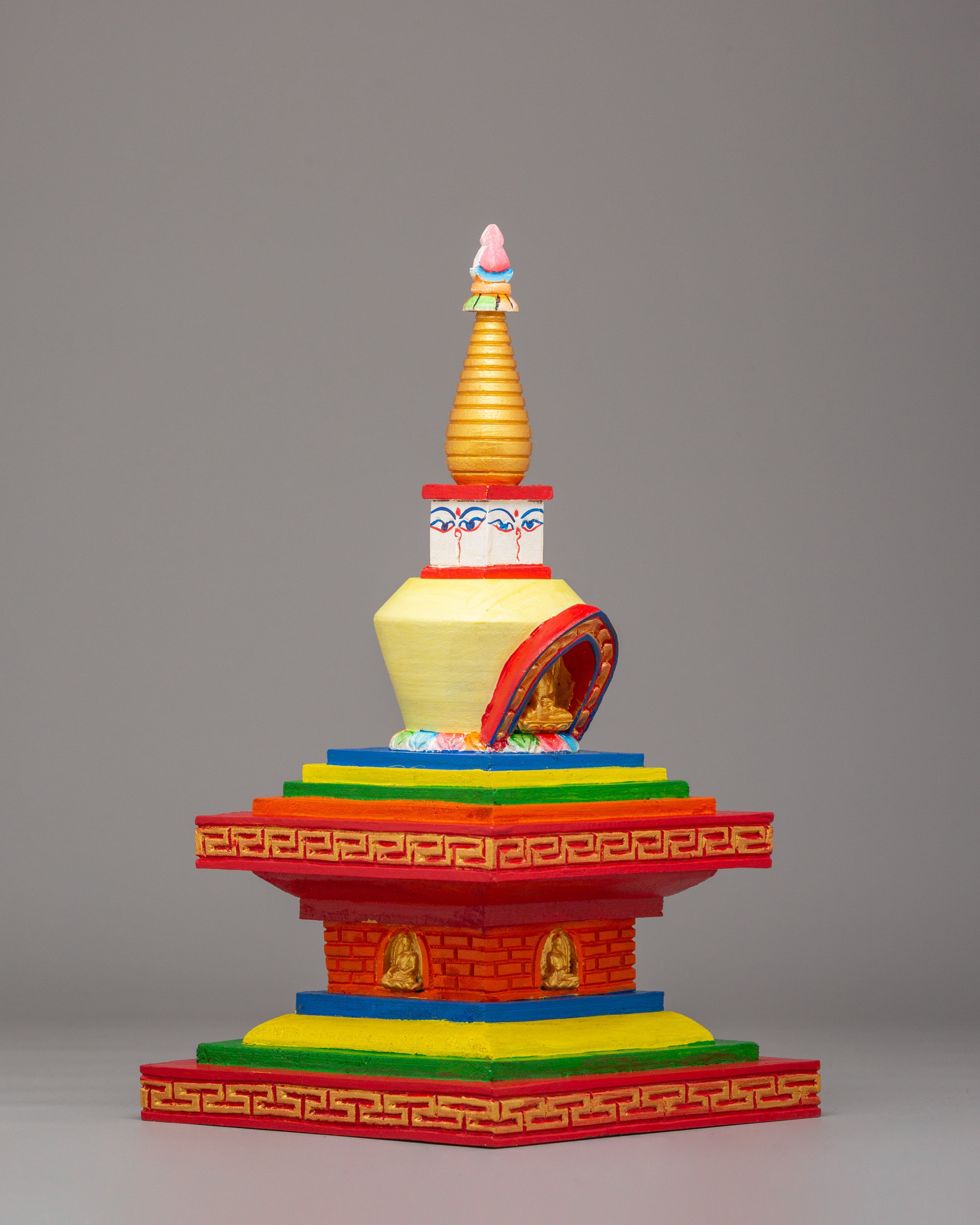 Sacred Enlightenment Stupa | Handcrafted Wooden Stupa for Meditation