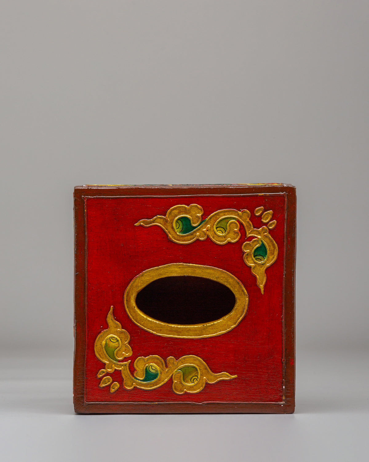 Tibetan Decorative Tissue Box | Handcrafted Wooden Tissue Holder