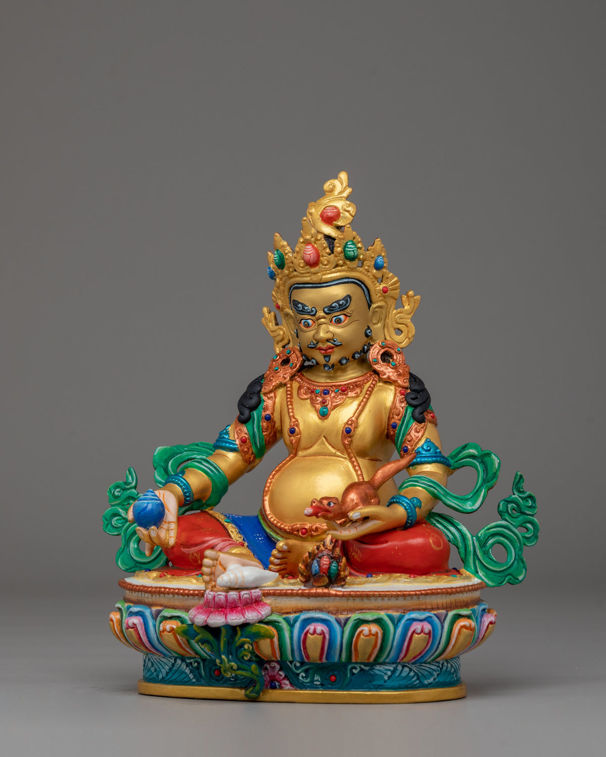 Himalayan Altar Dzambhala Statue | Handmade Tibetan Prosperity Idol