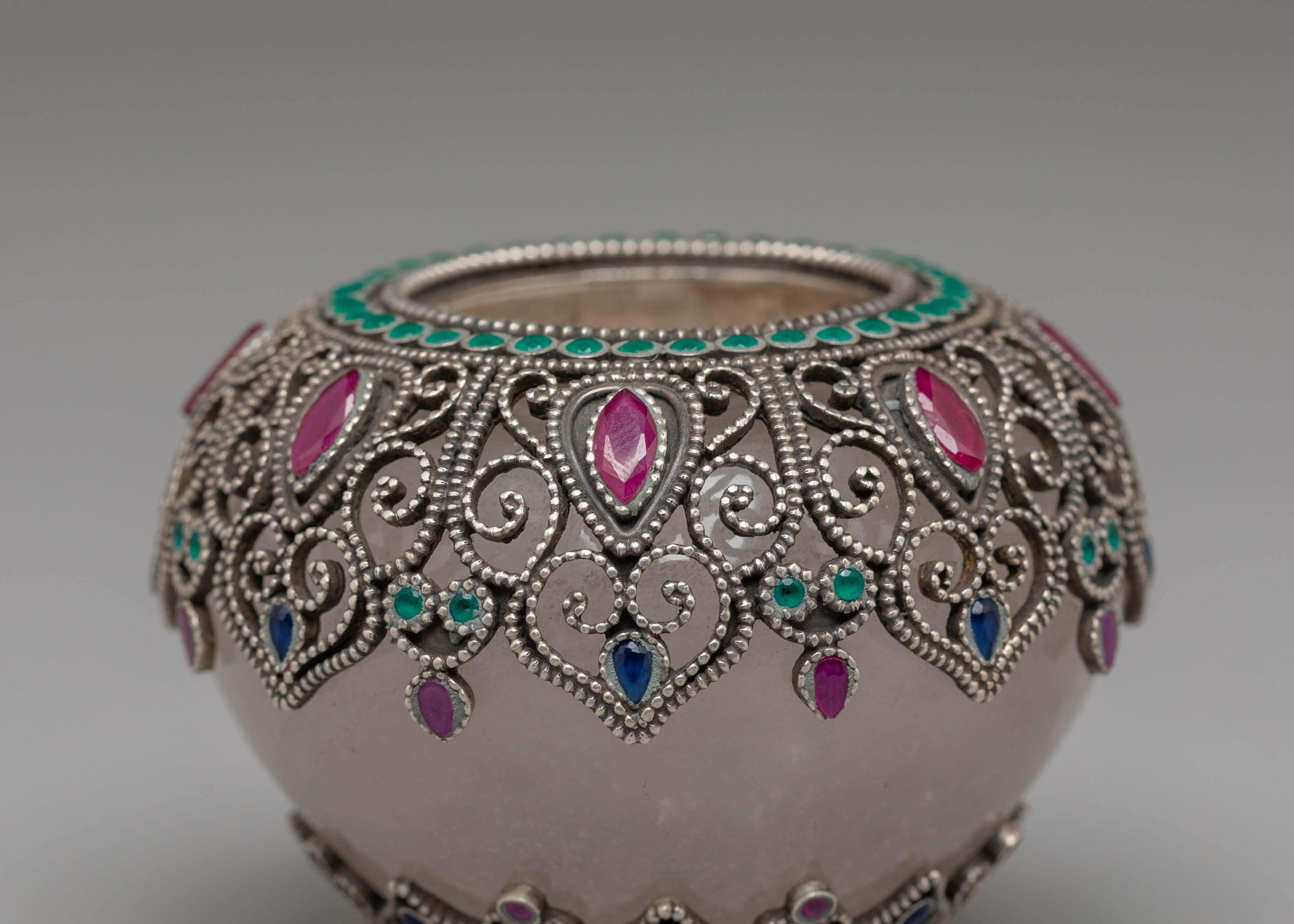Spiritual Tibetan Dhupur Rice Pot | Sacred Silver Offering Vessel