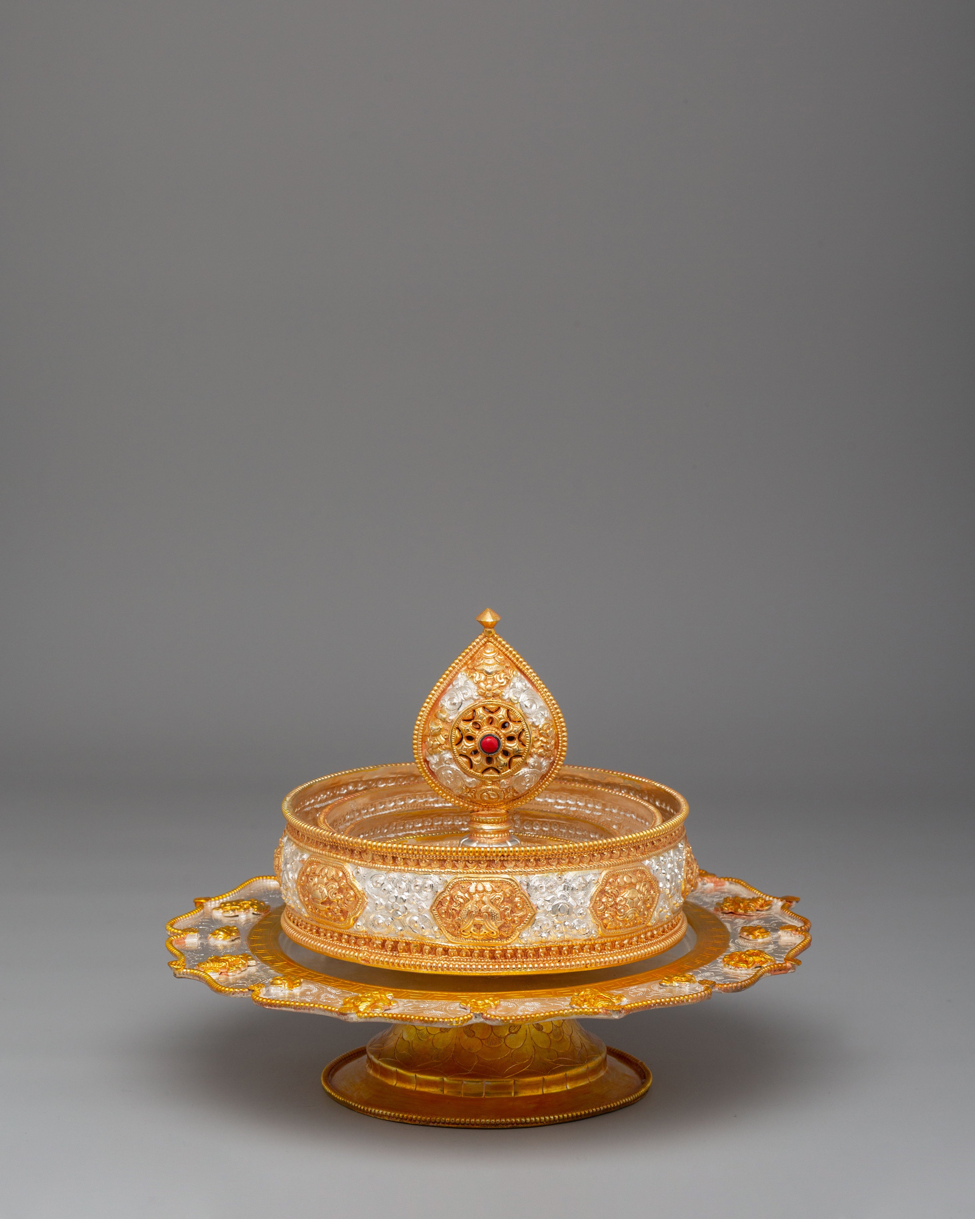 Sacred Buddhist Mandala Offering Set | Sacred Altar Object for Meditation & Ritual Practice