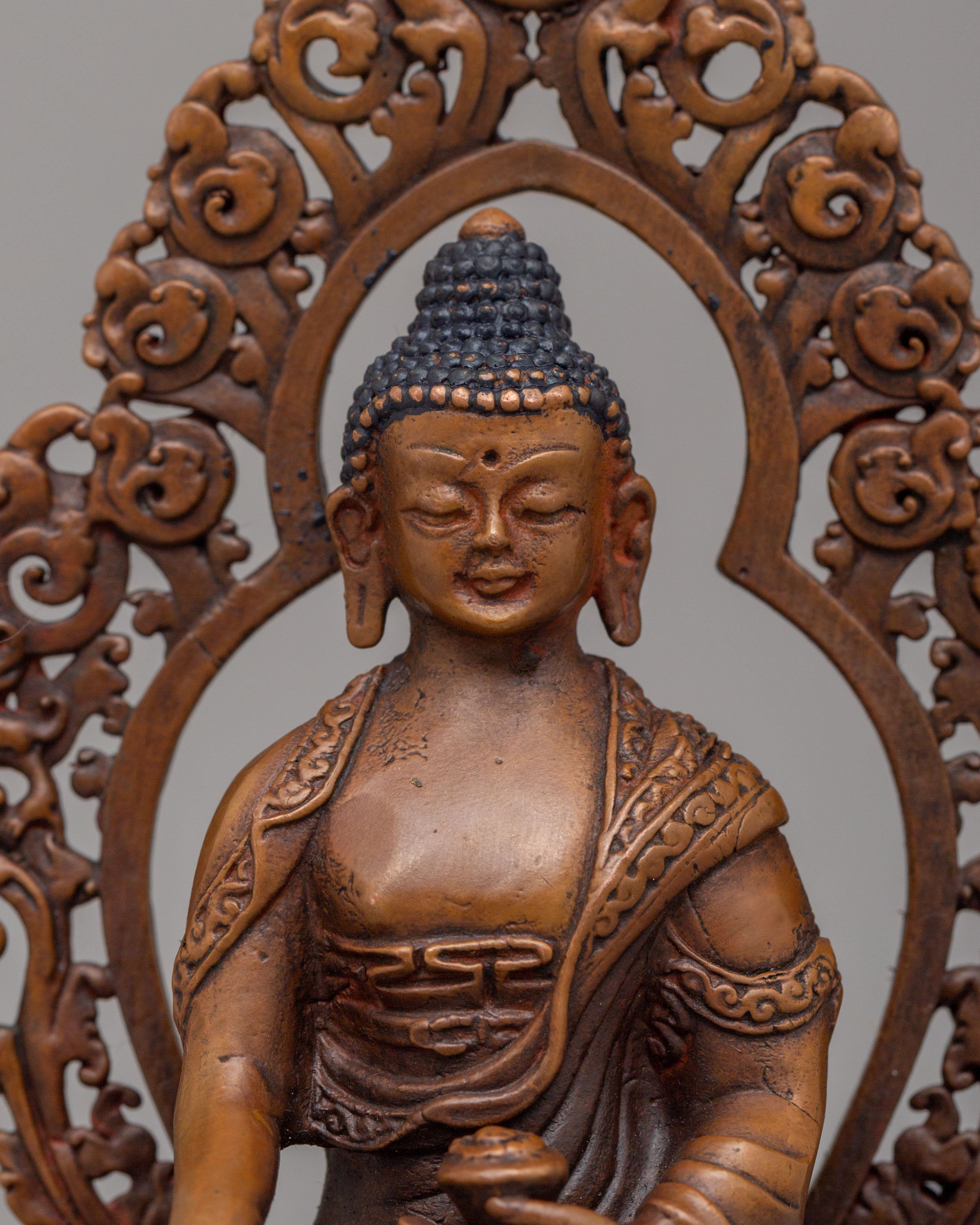Tibetan Shakyamuni Buddha Deity Figurine | Handcrafted Wooden Statue