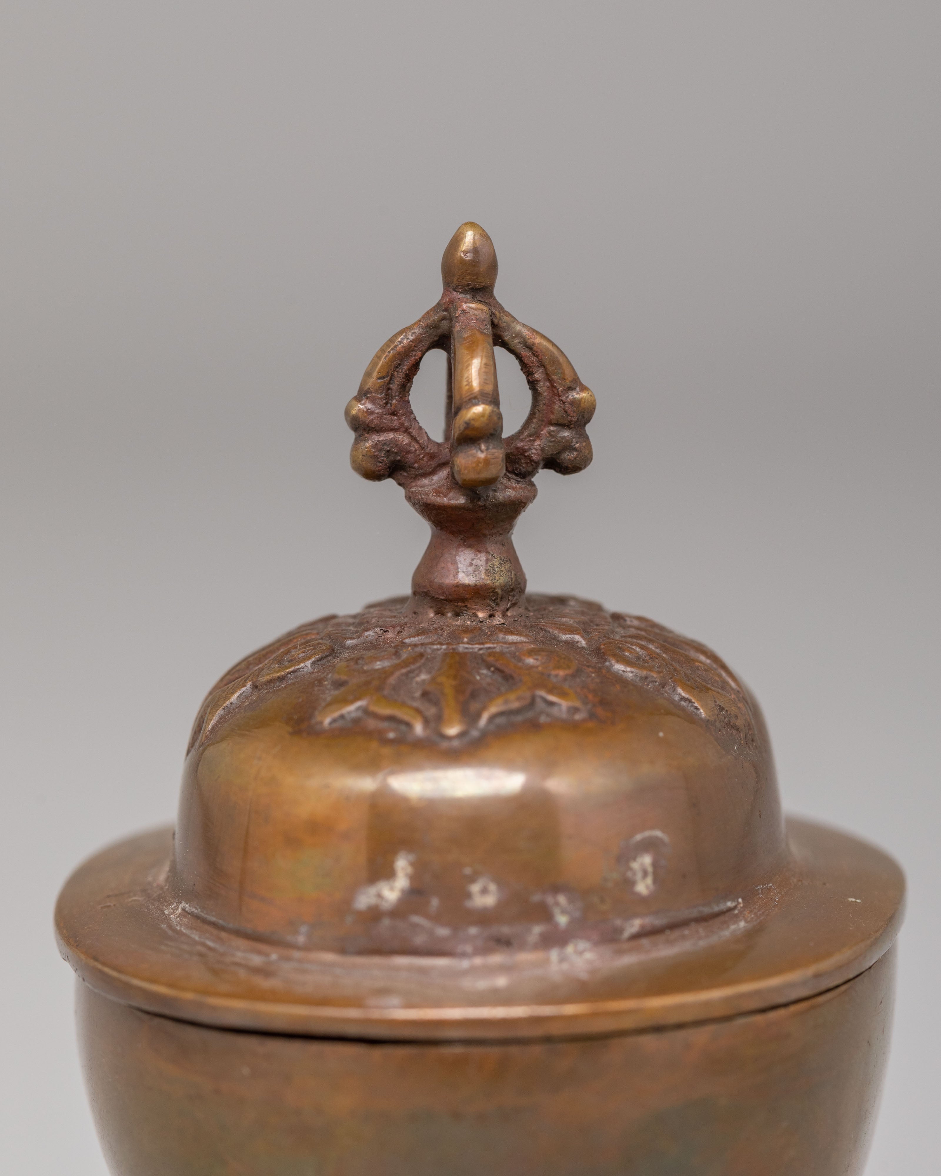 Sacred Tibetan Ritual Kapala | Oxidized Brass Offering Vessel
