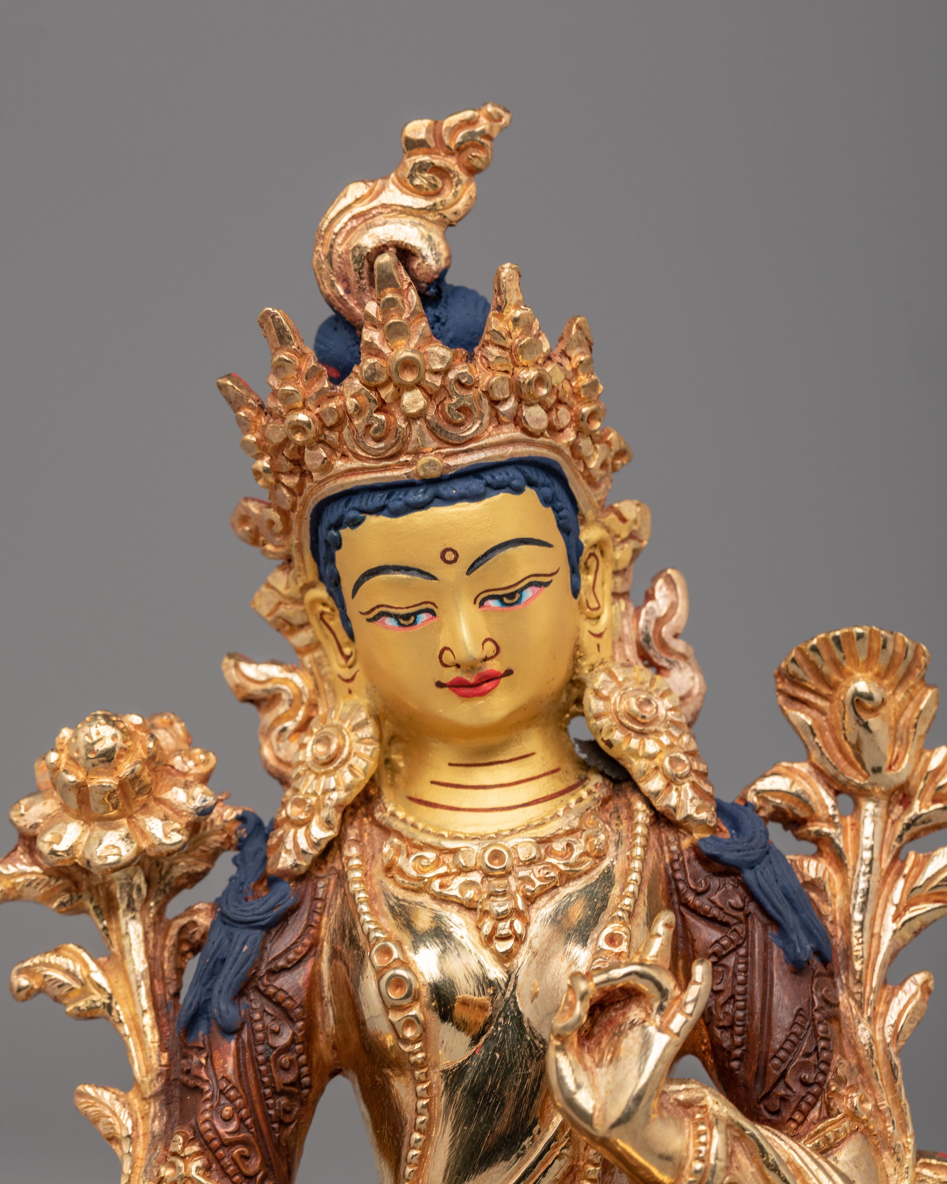 Mother of Liberation Green Tara Sculpture | 24K Gold Plated Statue