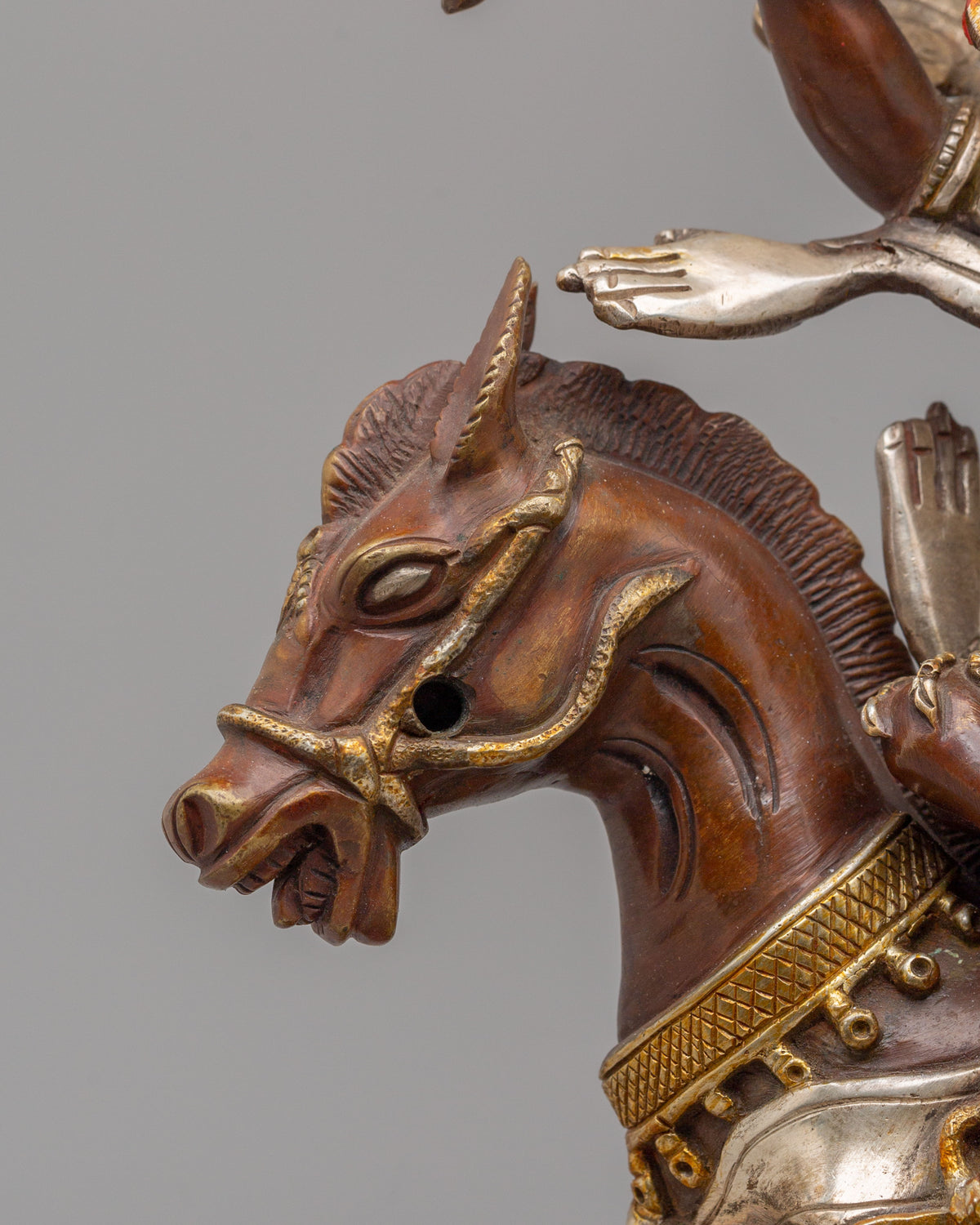 Palden Lhamo Wrathful Deity Statue | 24K Gold Plated Tibetan Protector Sculpture