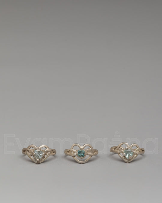 Three Piece Silver Ring Set | Handcrafted Natural Zircon Rings