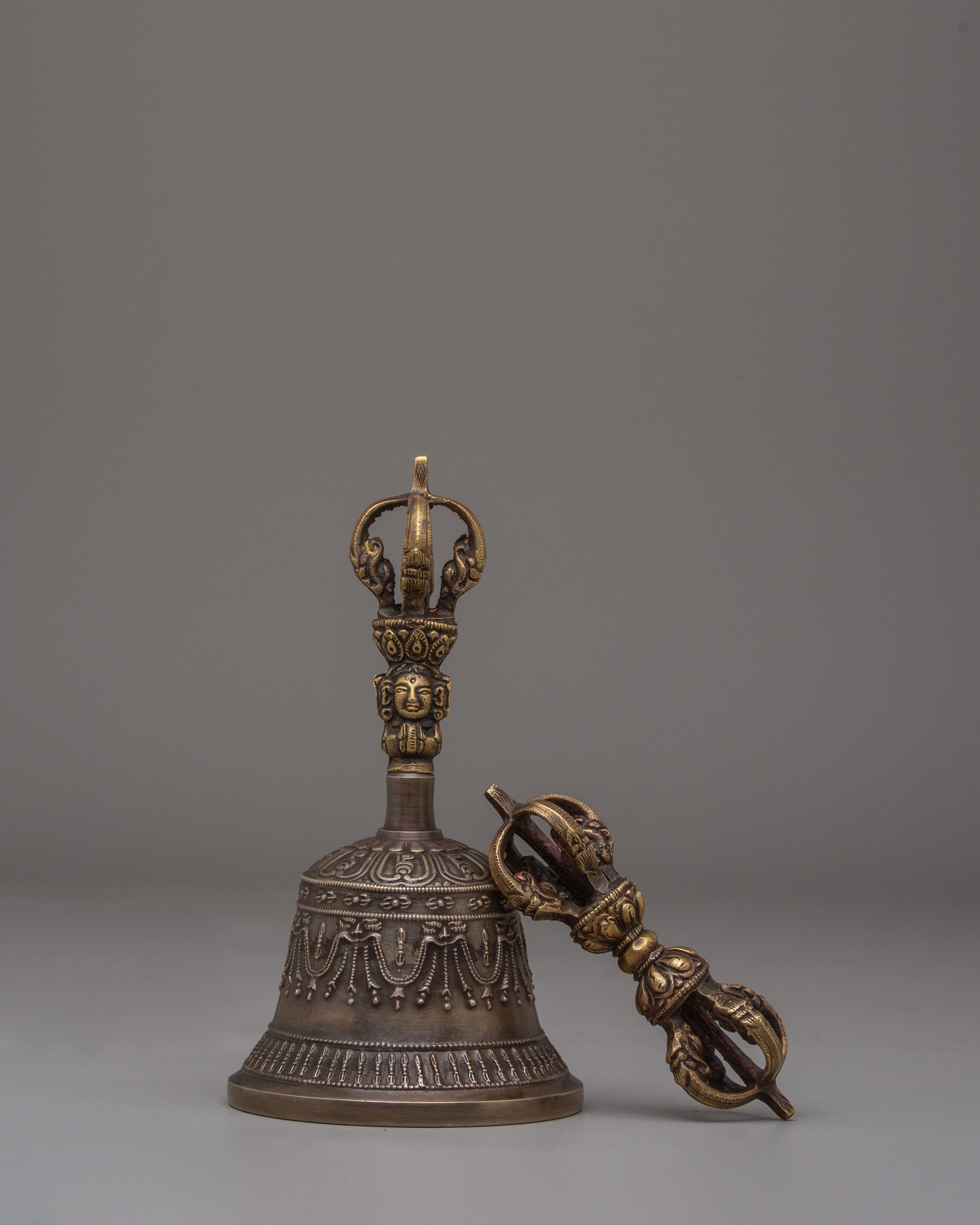 Traditional Buddhist Vajra and Bell Set | Handcrafted Tibetan Ritual Tools